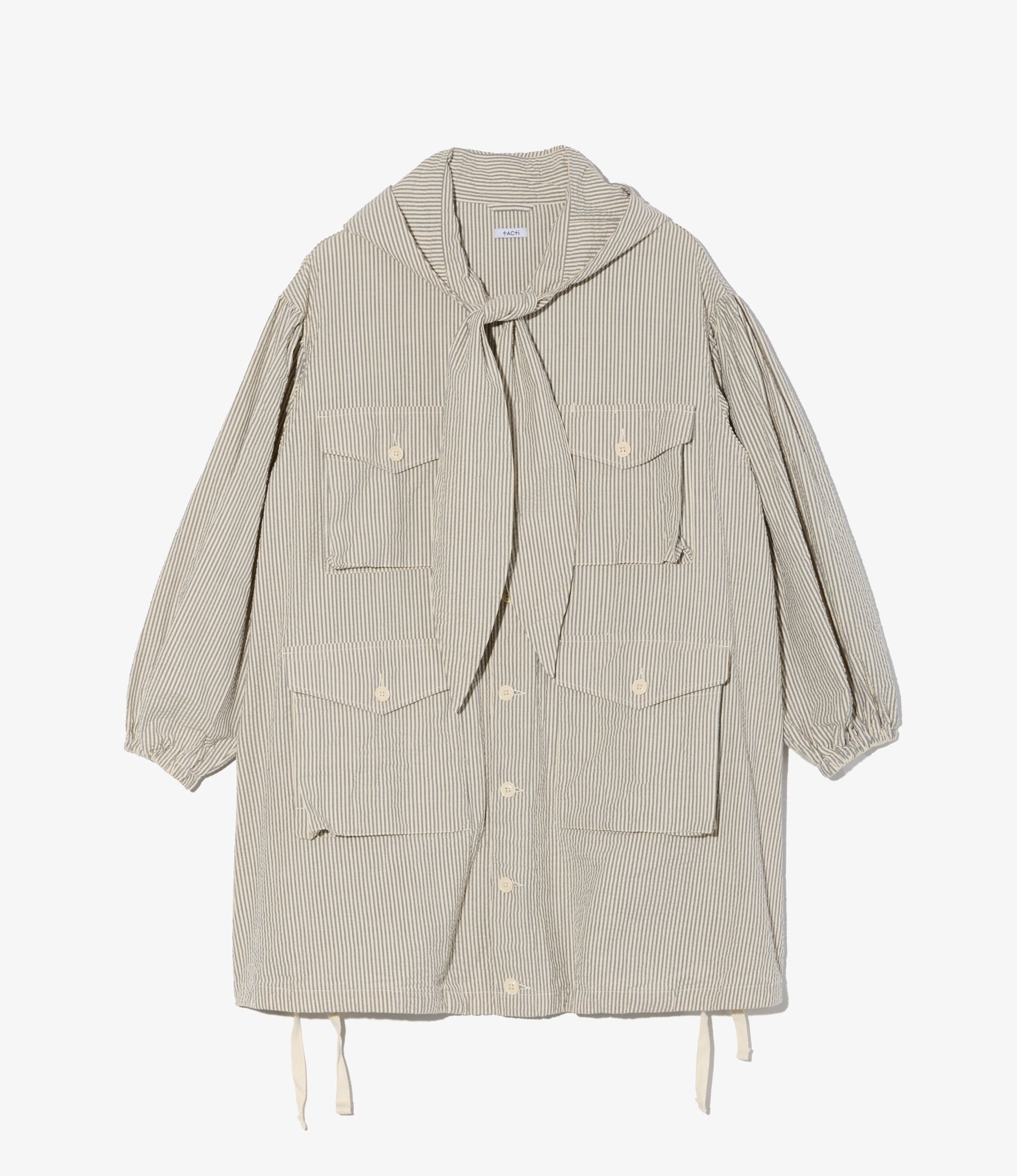 Hooded Field Dress - Navy/Natural Cotton Seersucker
