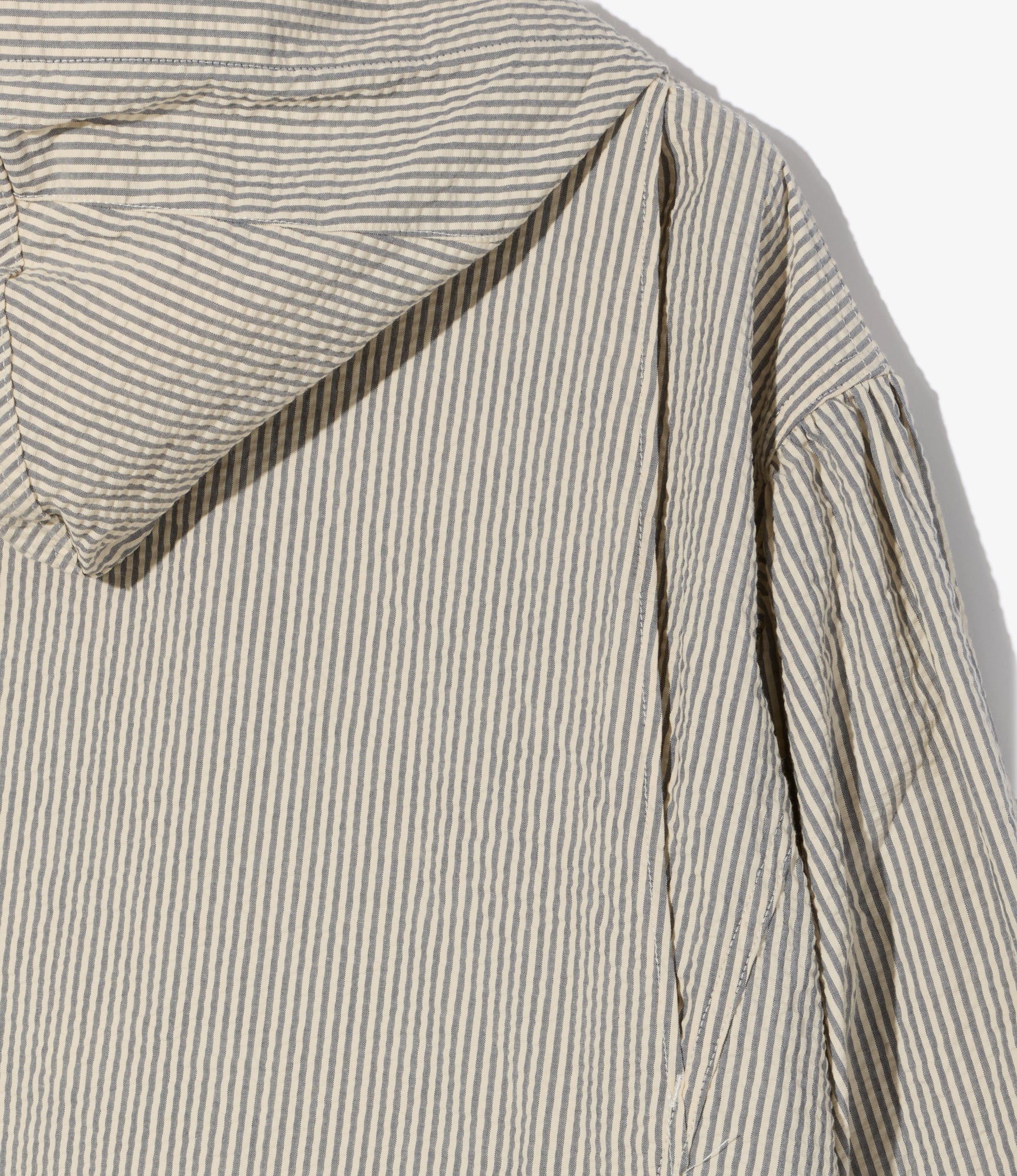 Hooded Field Dress - Navy/Natural Cotton Seersucker
