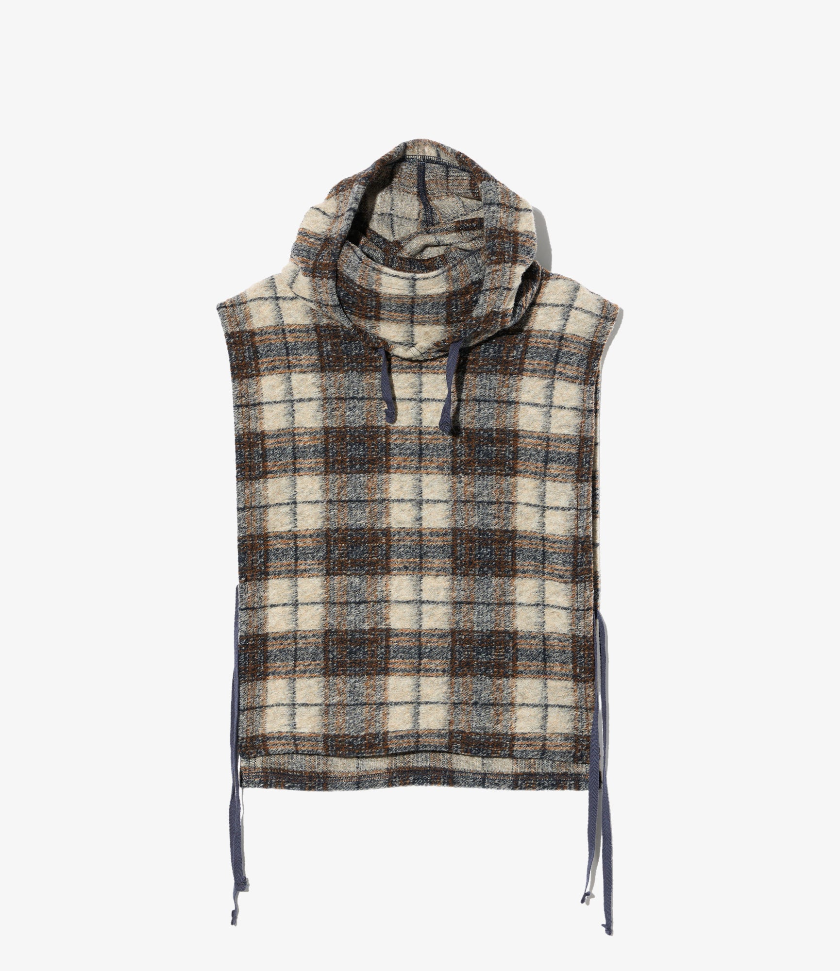 Hooded Interliner - Khaki/Navy Poly Wool Knit Plaid