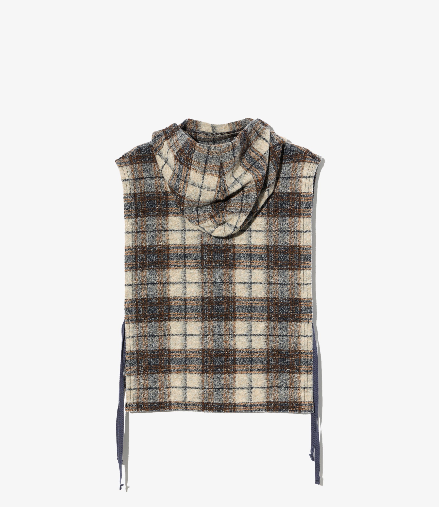 Hooded Interliner - Khaki/Navy Poly Wool Knit Plaid