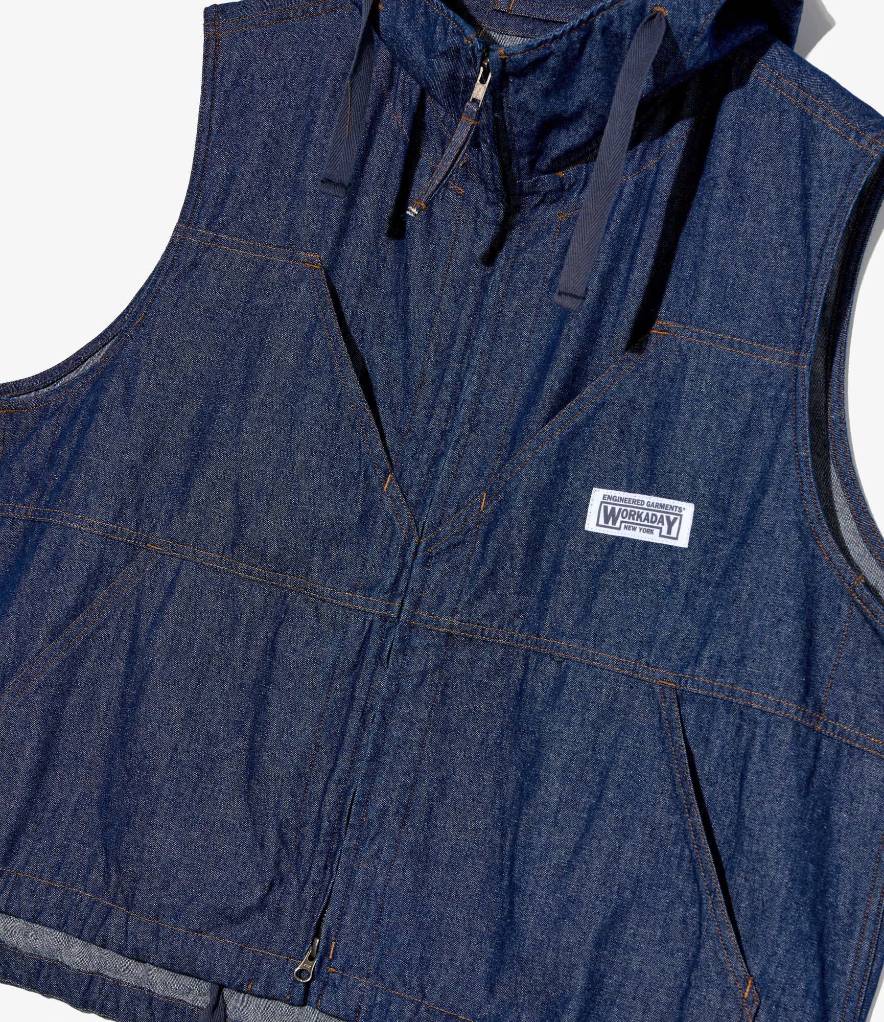 Hooded Vest - Indigo Industrial 8oz Denim