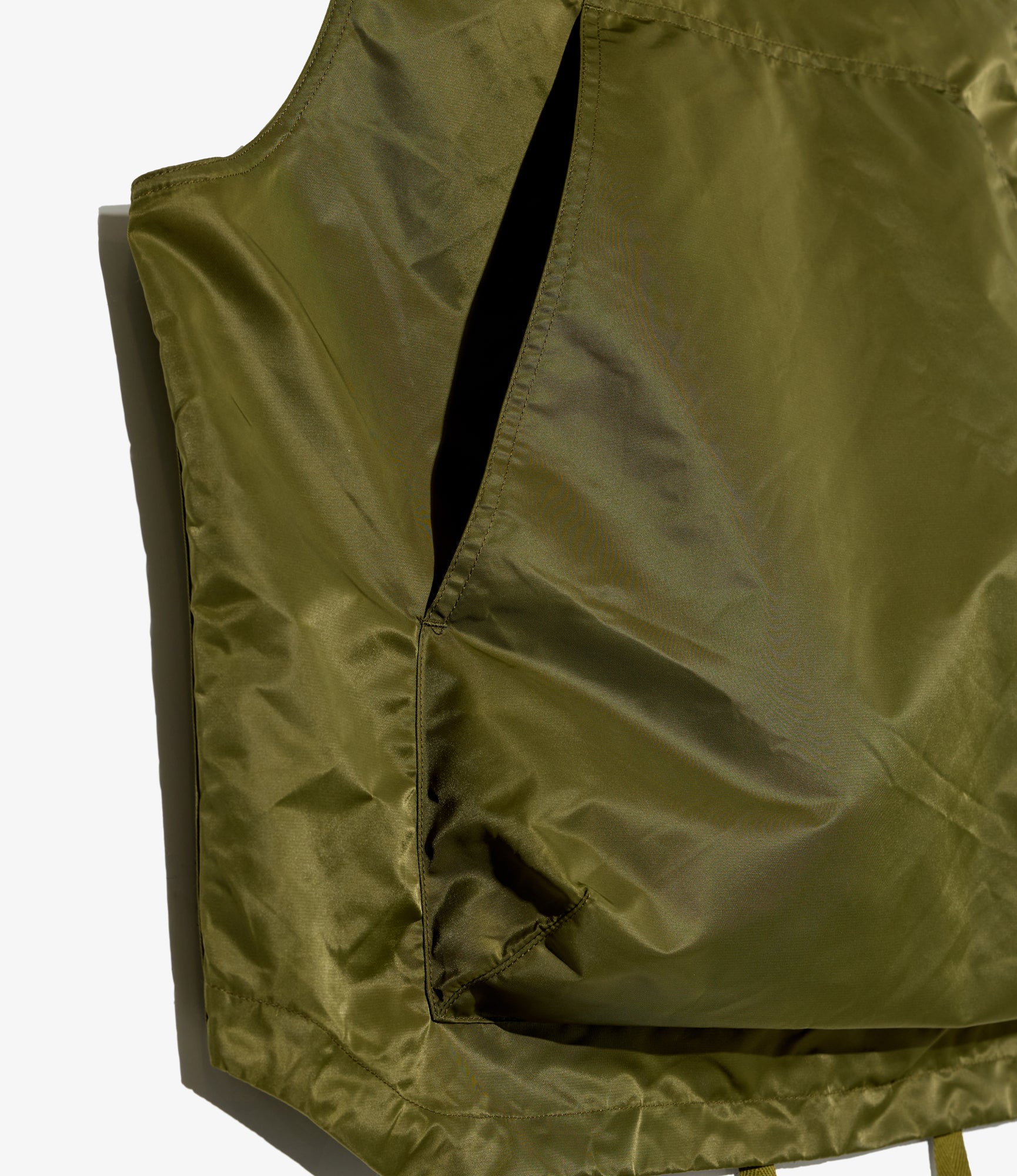 Hooded Vest - Olive Flight Satin Nylon