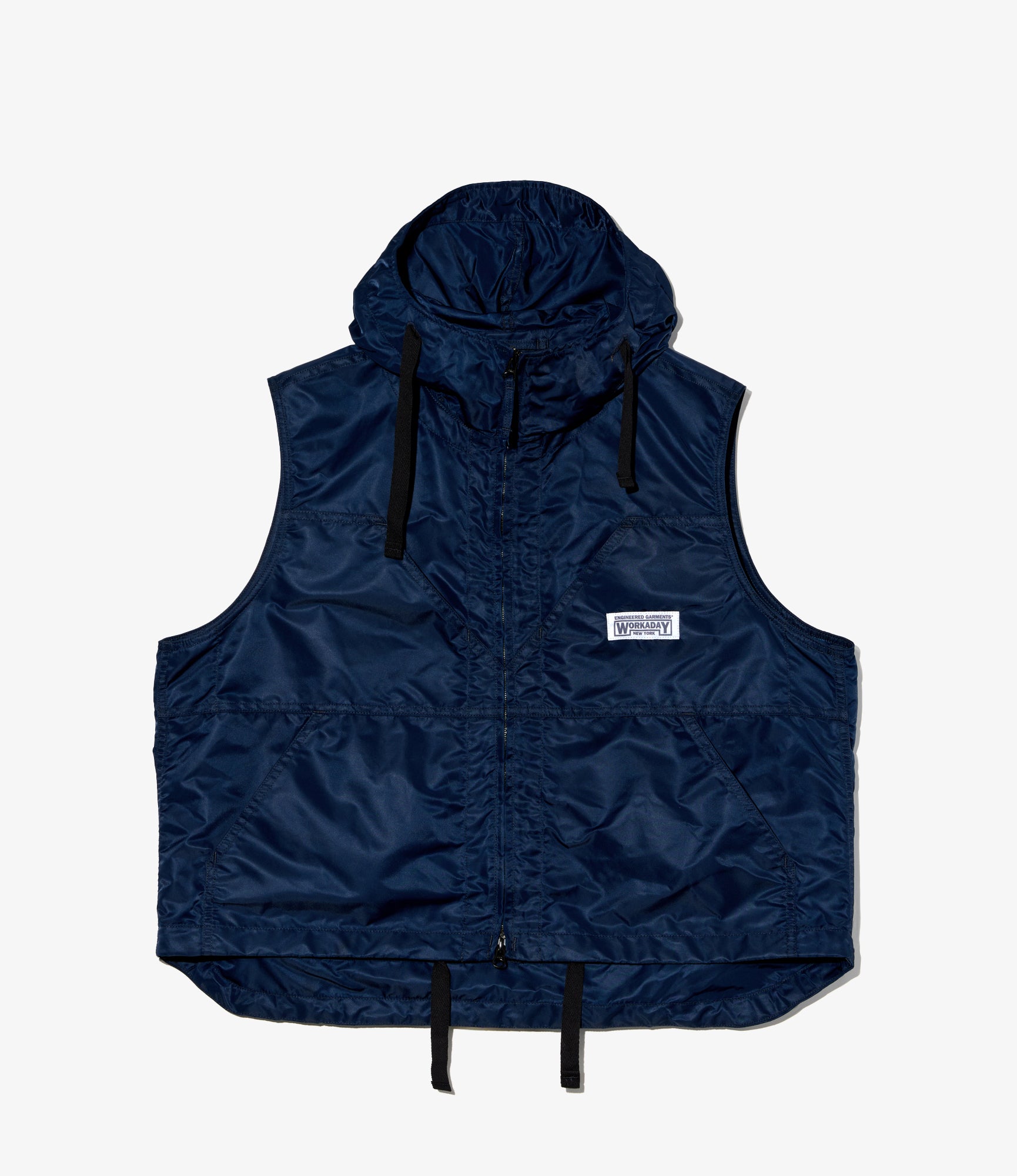 Hooded Vest - Navy Flight Satin Nylon