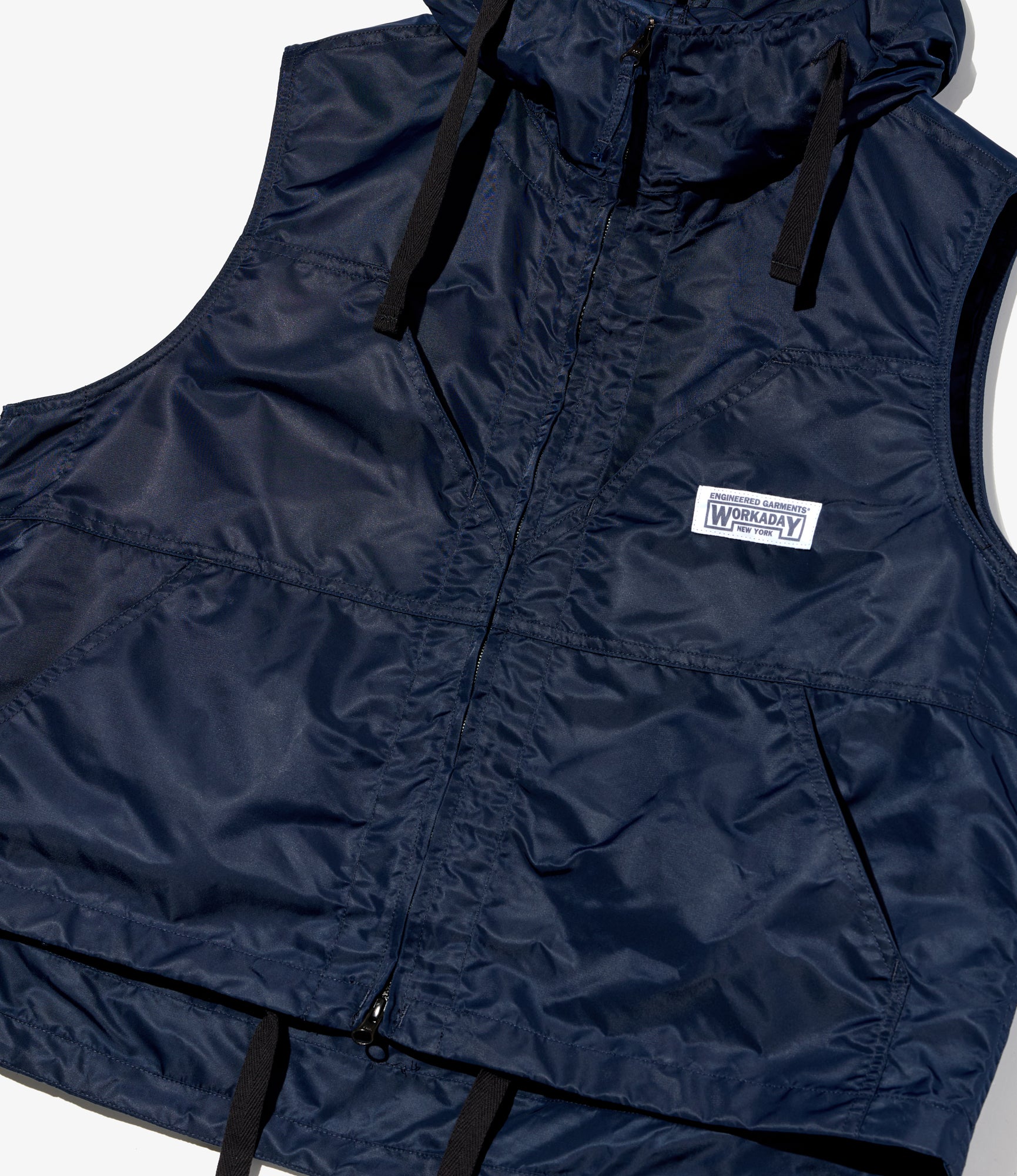 Hooded Vest - Navy Flight Satin Nylon