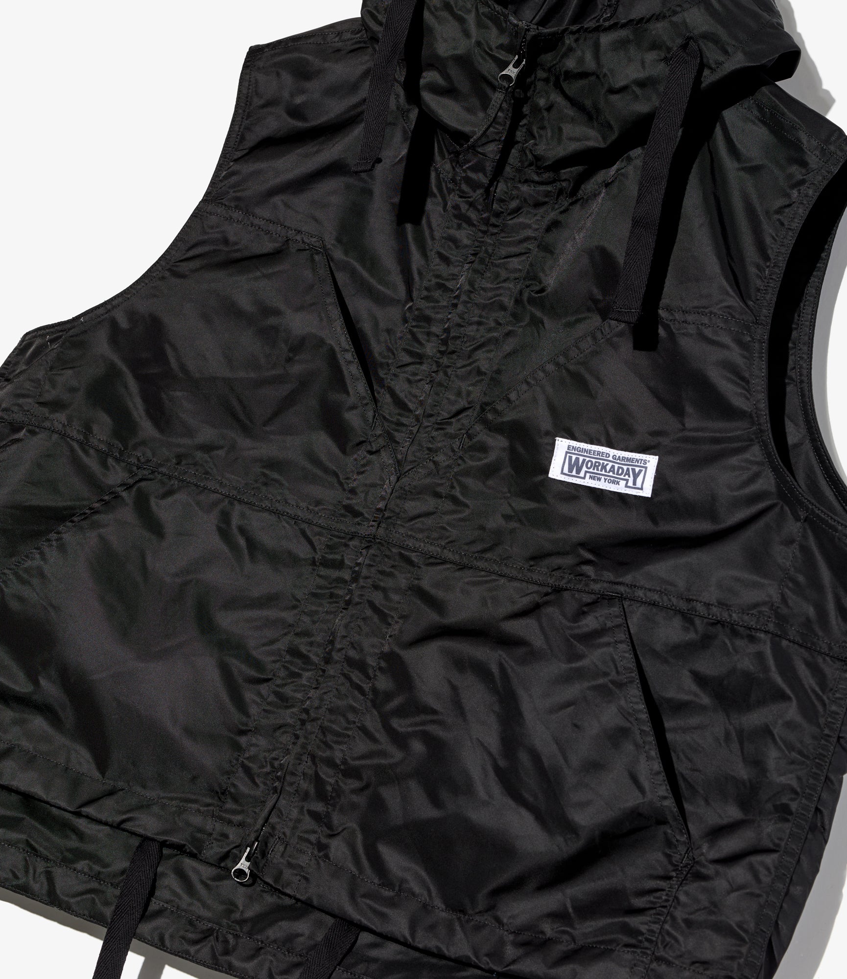 Hooded Vest - Black Flight Satin Nylon