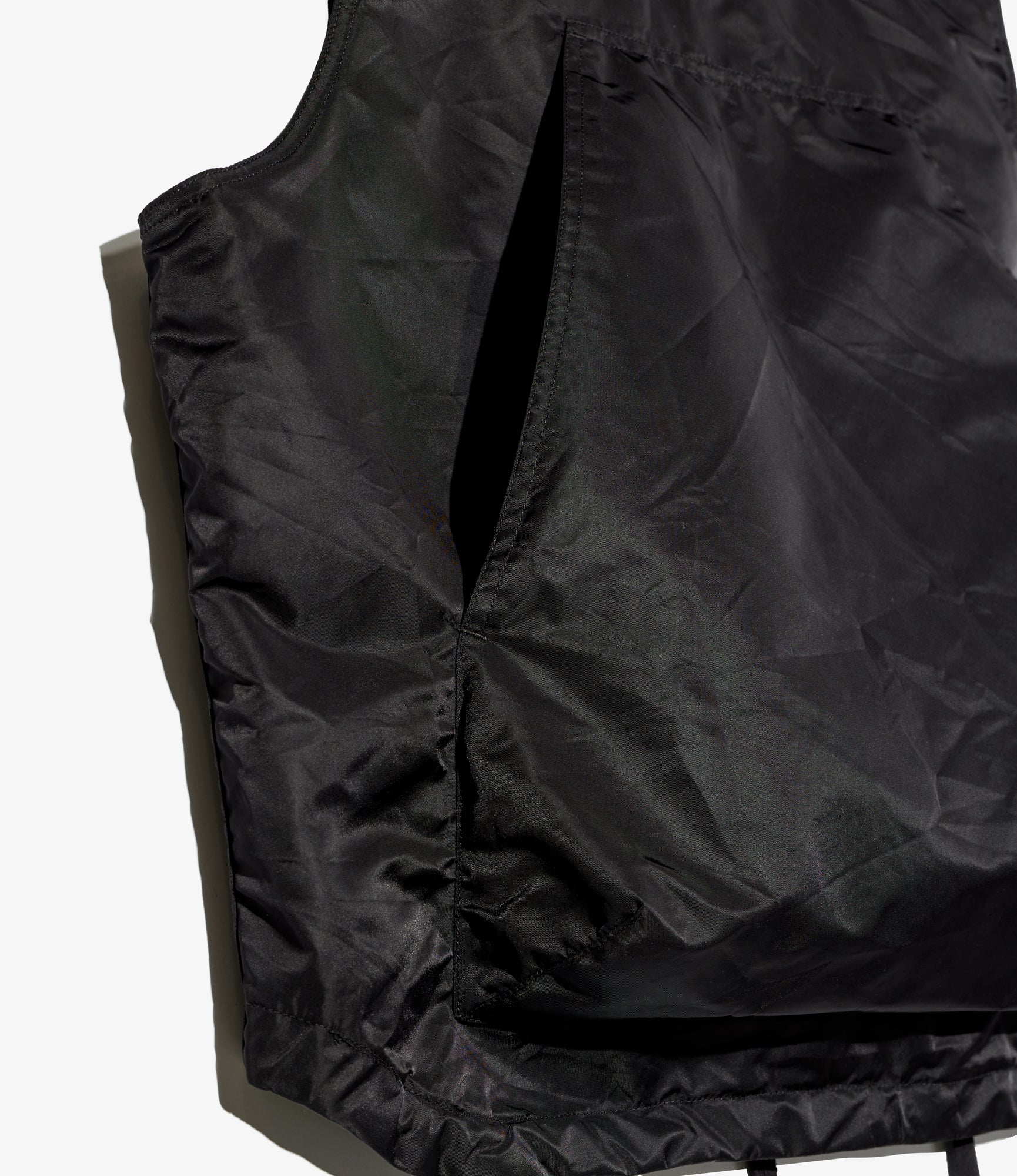 Hooded Vest - Black Flight Satin Nylon