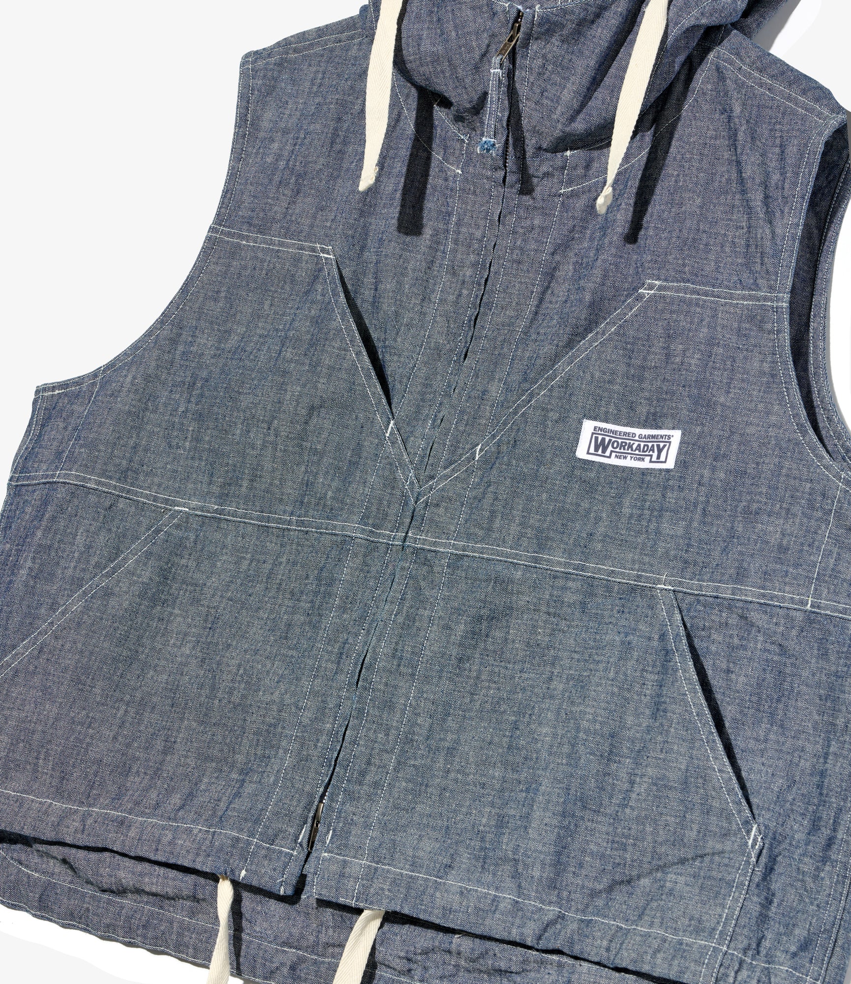Engineered Garments Workaday - Hooded Vest - Indigo 10oz Sea