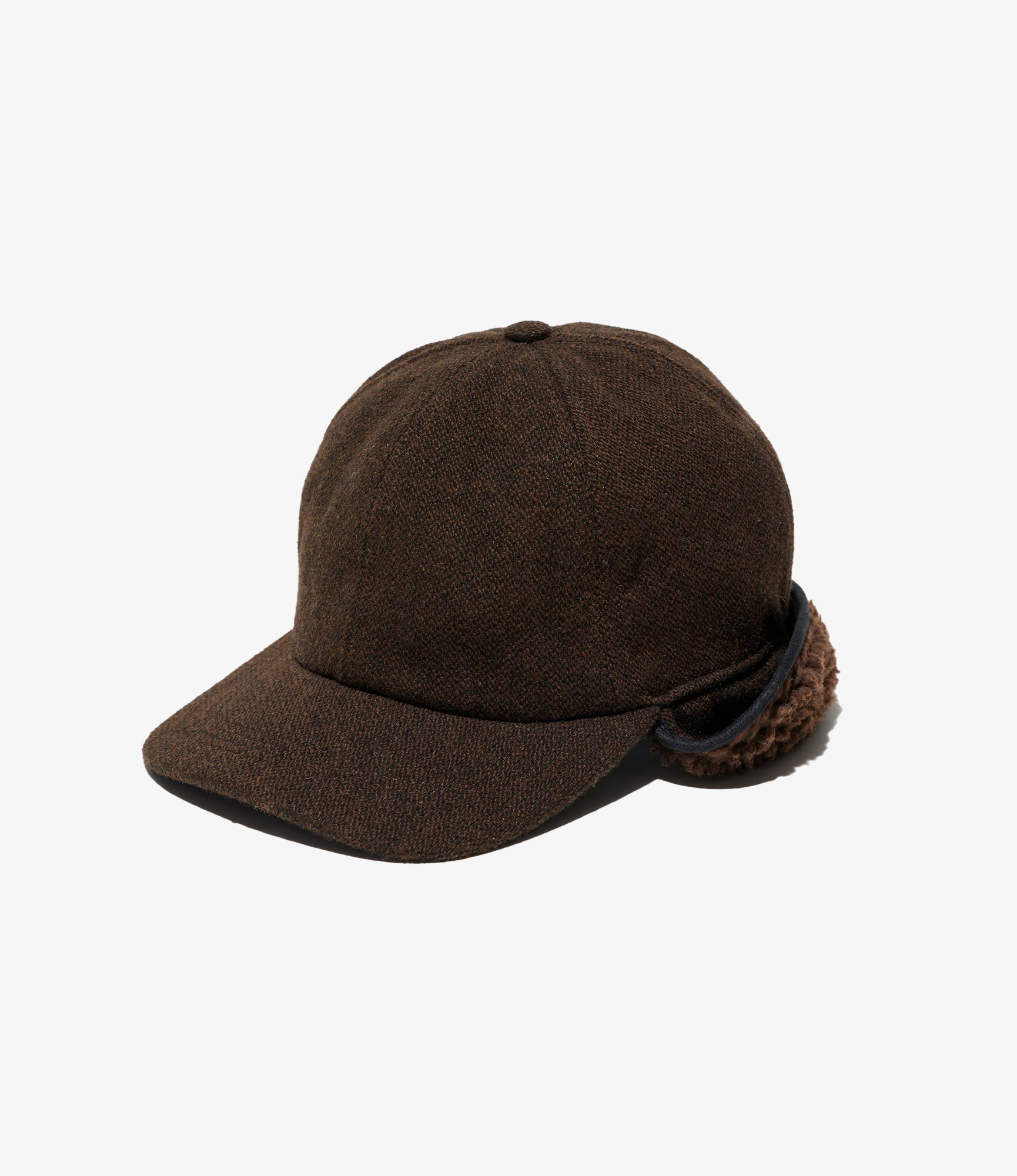 Hunting Cap - Dk. Brown Wool Poly Heavy Tweed