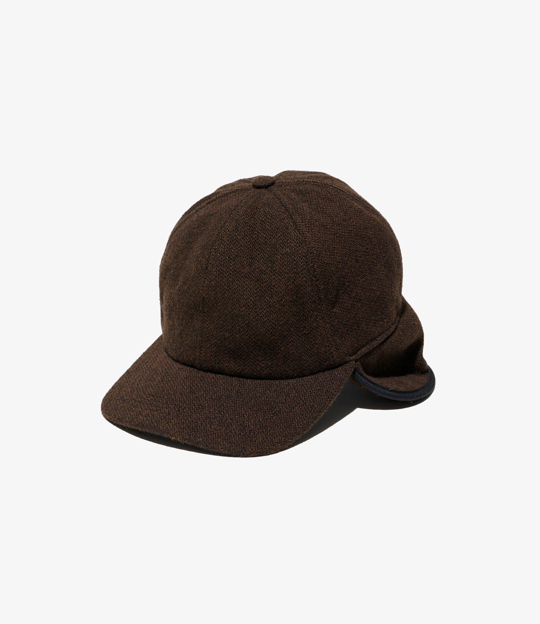Hunting Cap - Dk. Brown Wool Poly Heavy Tweed