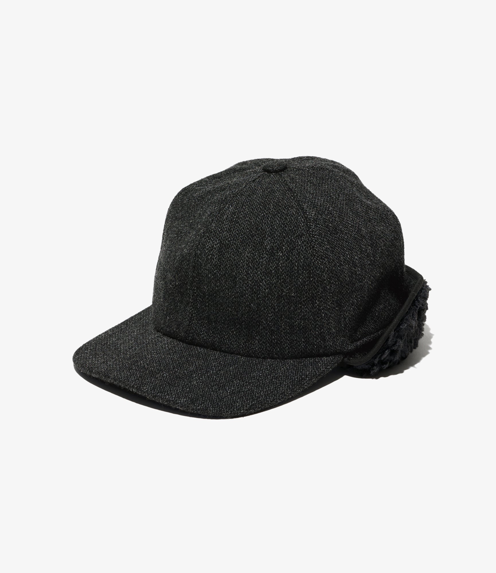 Hunting Cap - Charcoal Wool Poly Heavy Tweed