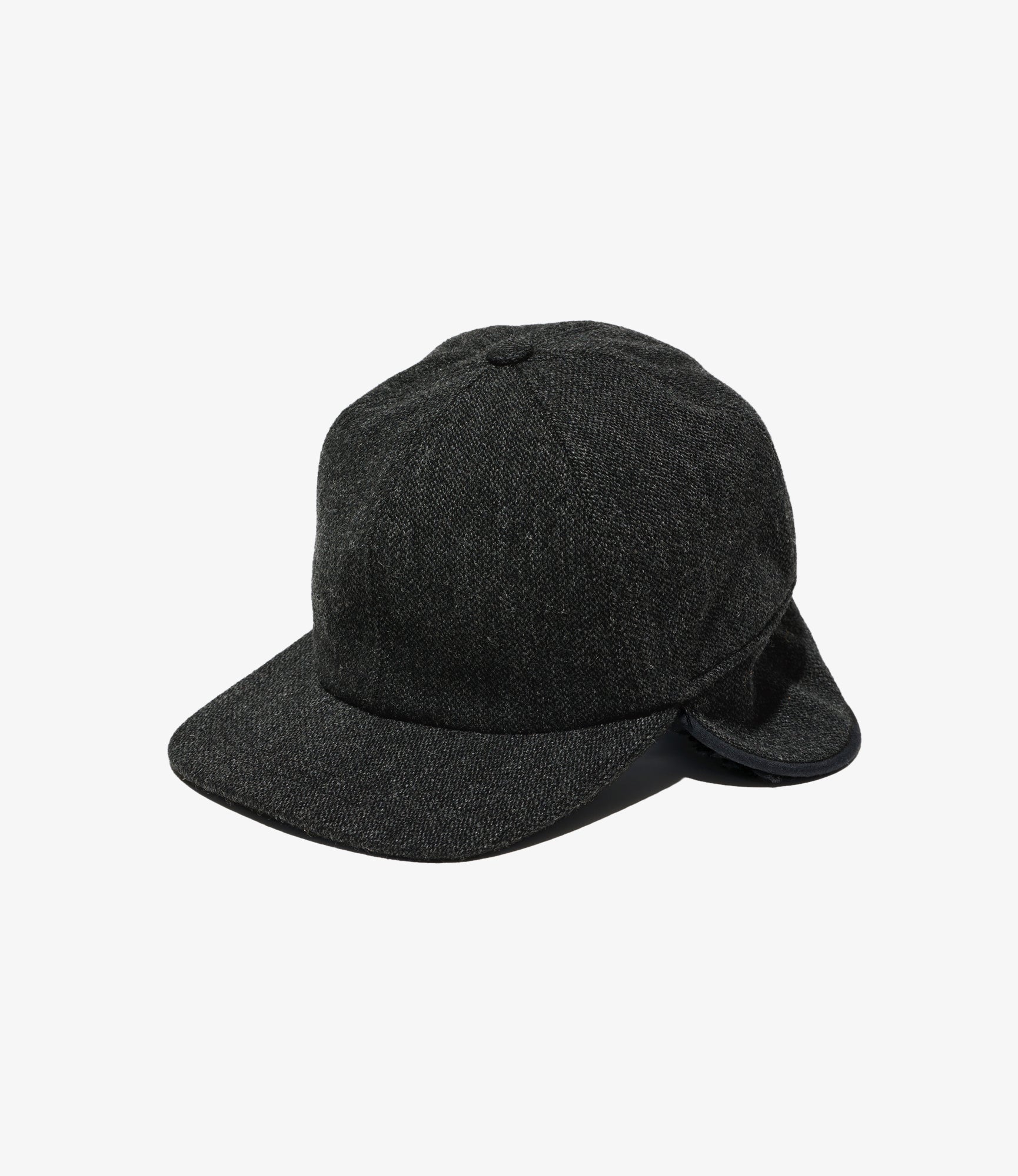 Hunting Cap - Charcoal Wool Poly Heavy Tweed