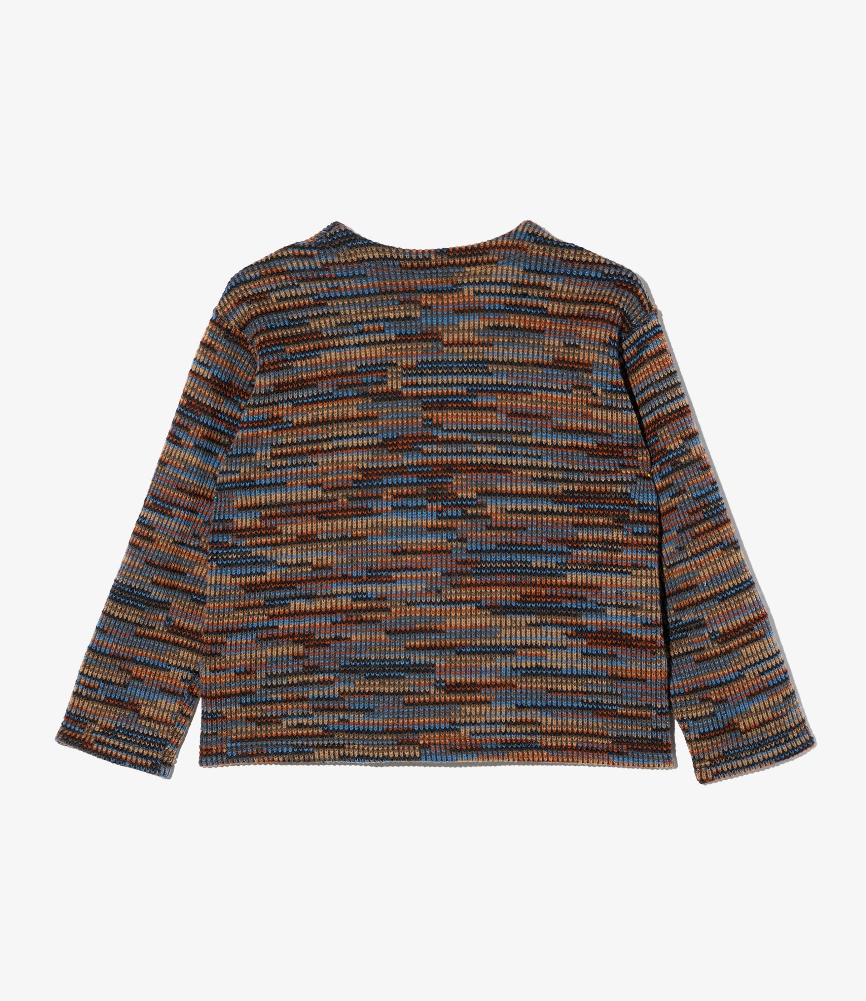 Knit Cardigan - Blue/Orange Wool Poly Sweater Knit