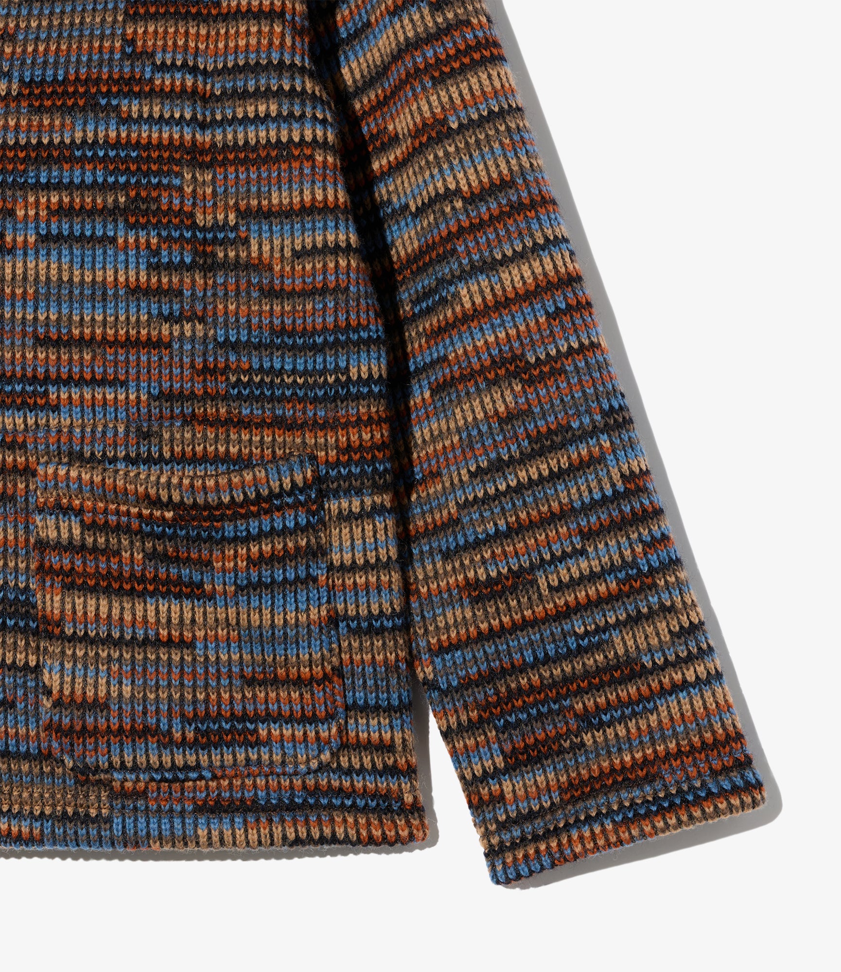 Knit Cardigan - Blue/Orange Wool Poly Sweater Knit