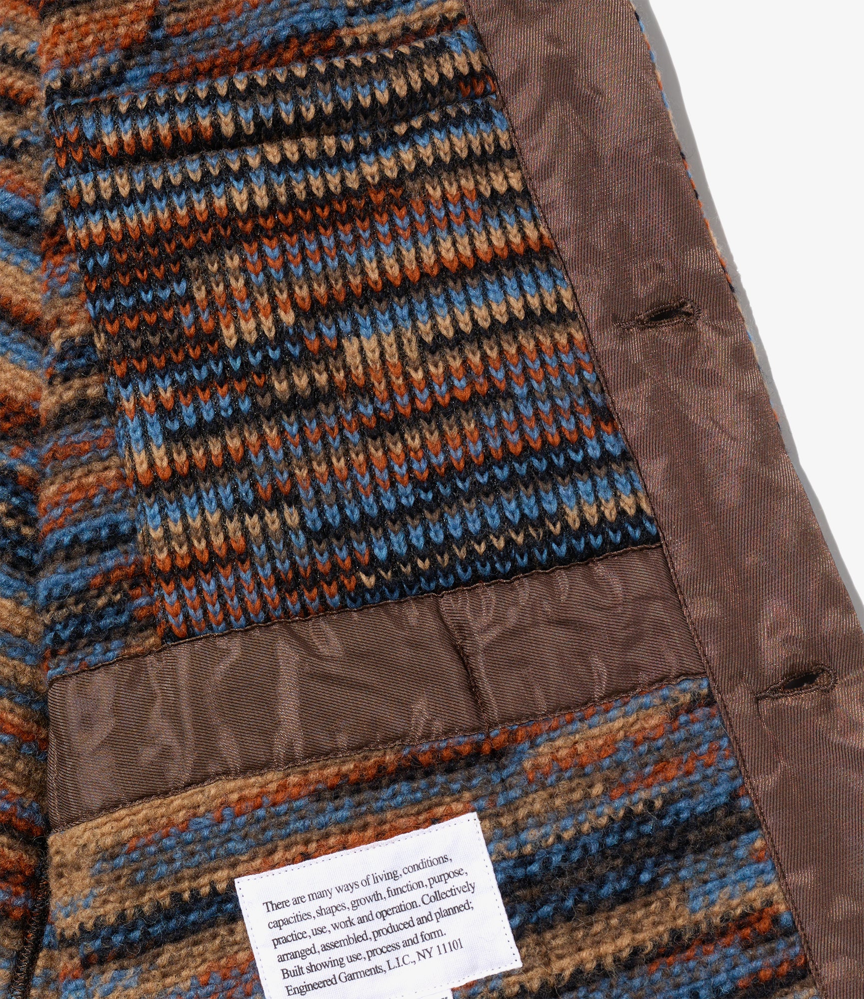 Knit Cardigan - Blue/Orange Wool Poly Sweater Knit
