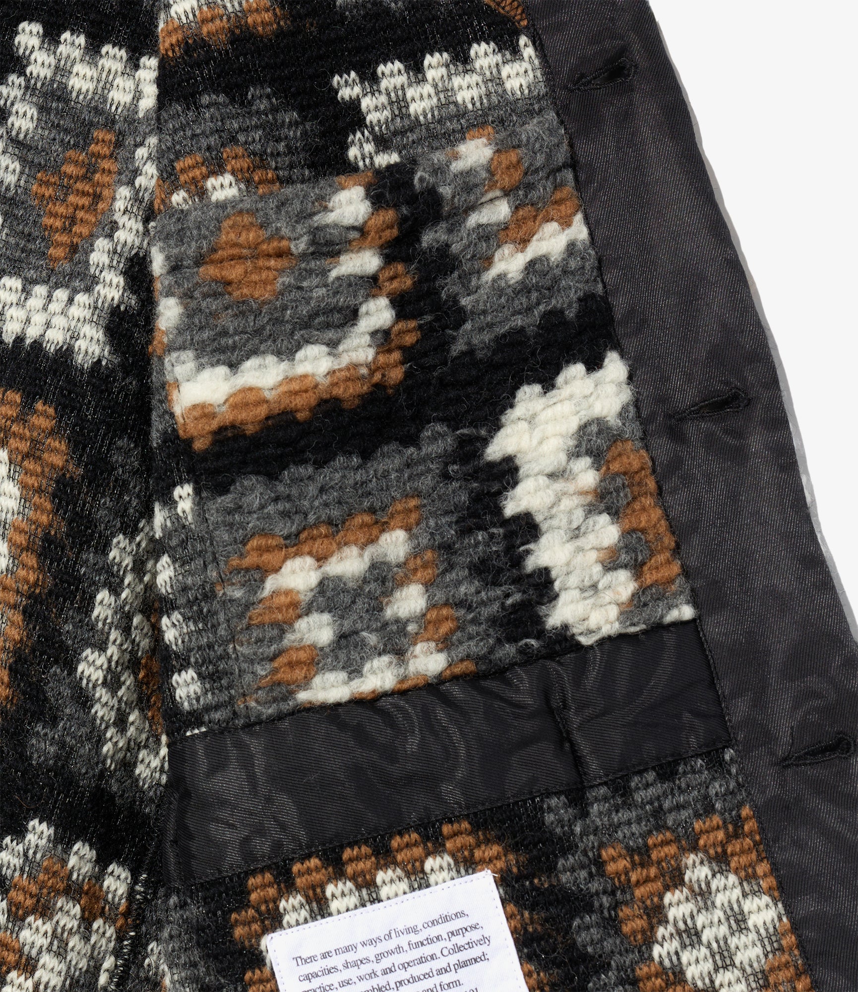 Knit Cardigan - White/Black Wool Poly Chenille