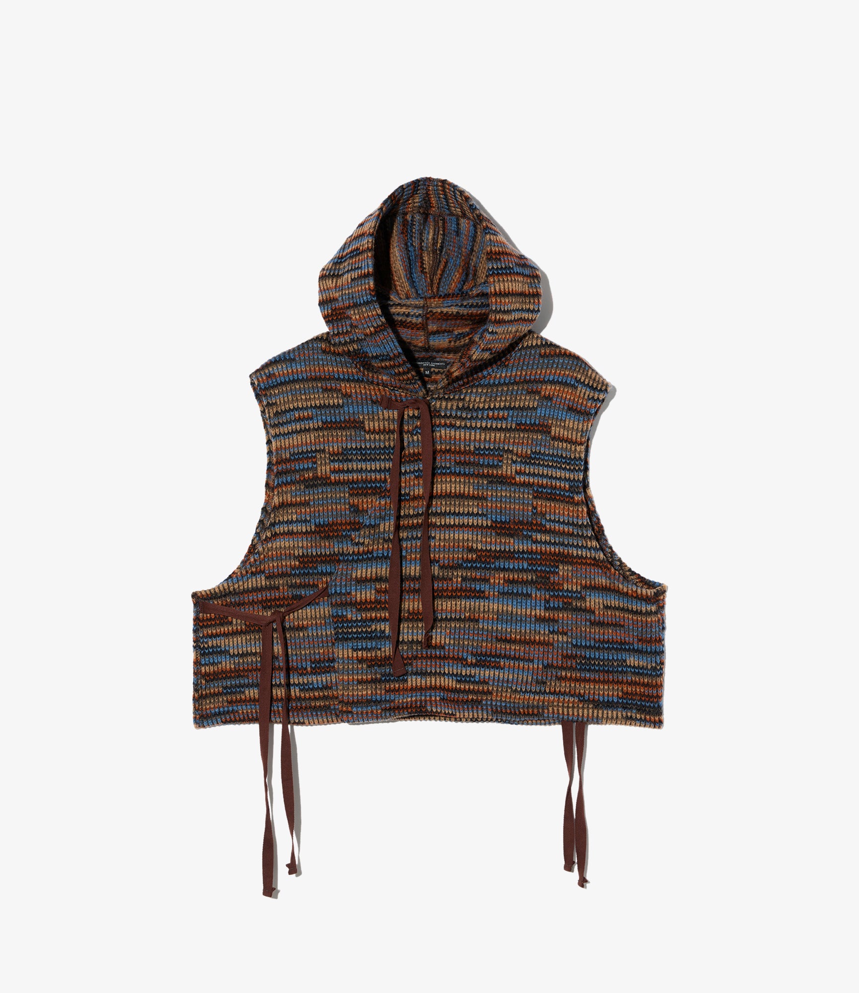 Knit Vest - Blue/Orange Wool Poly Sweater Knit
