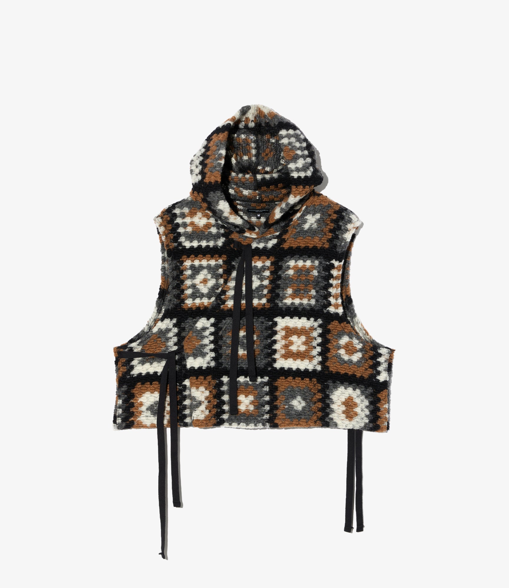Knit Vest - White/Black Wool Poly Chenille