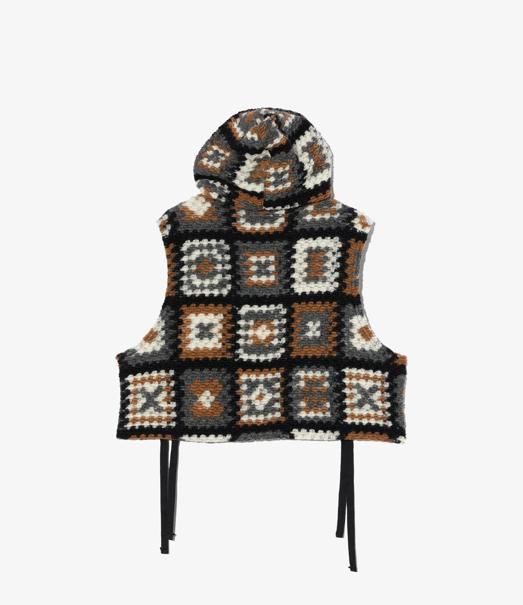 Knit Vest - White/Black Wool Poly Chenille