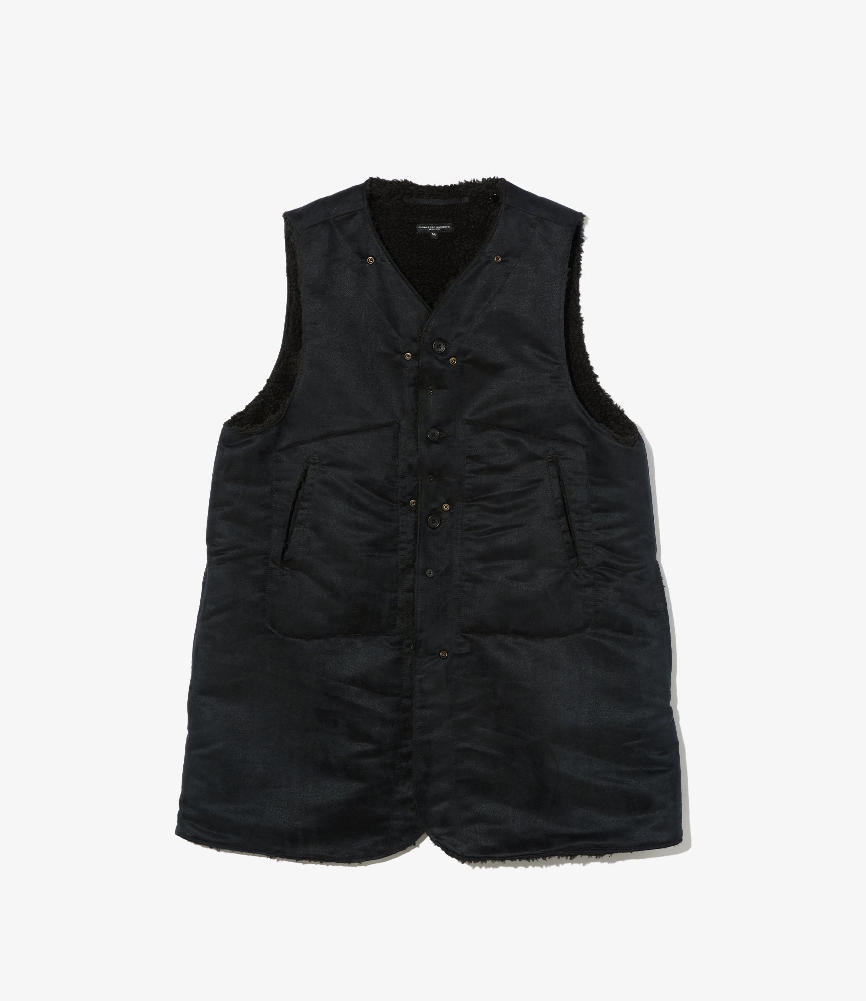Liner Vest - Black Polyester Fake Suede