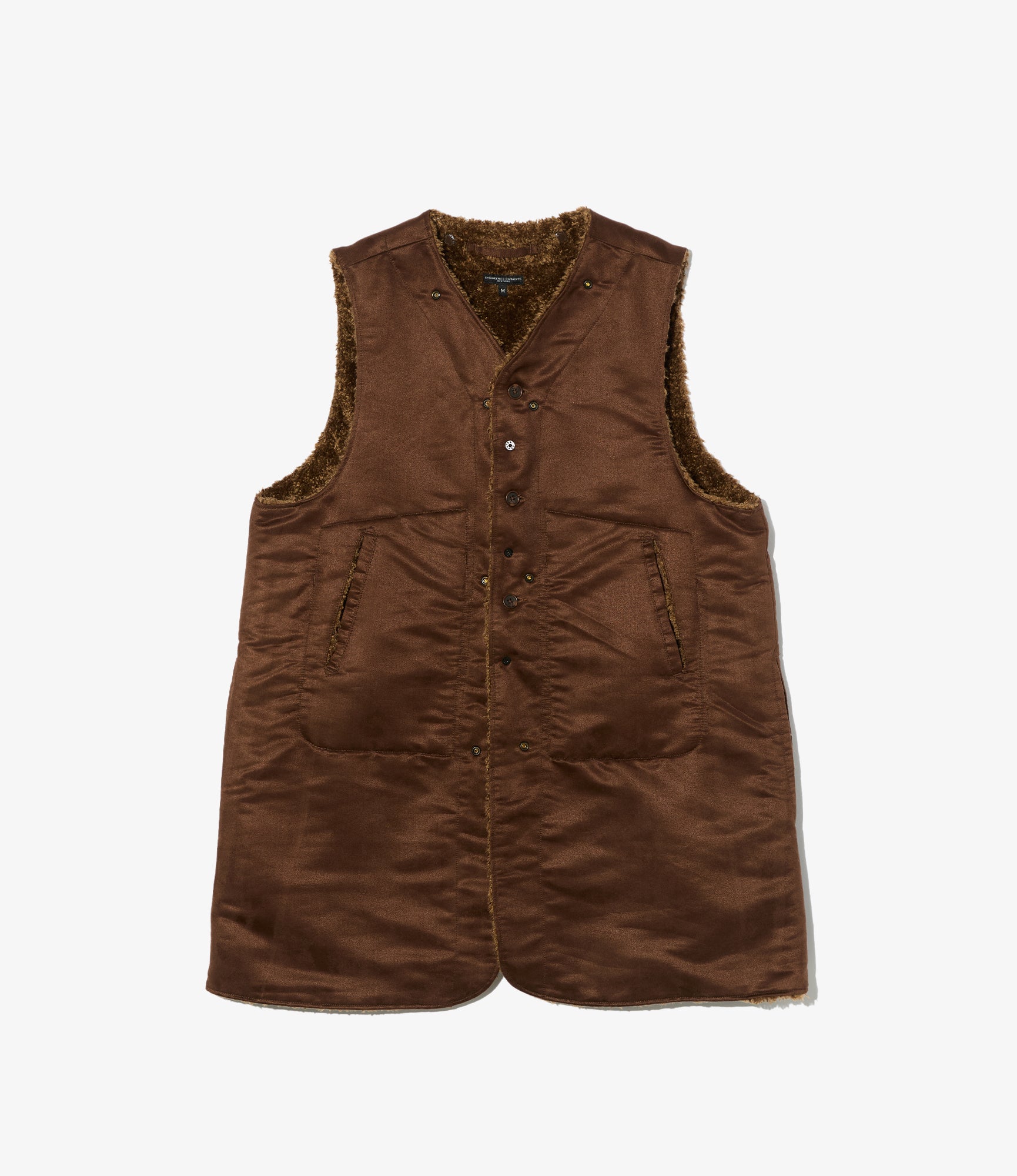 Liner Vest - Brown Polyester Fake Suede
