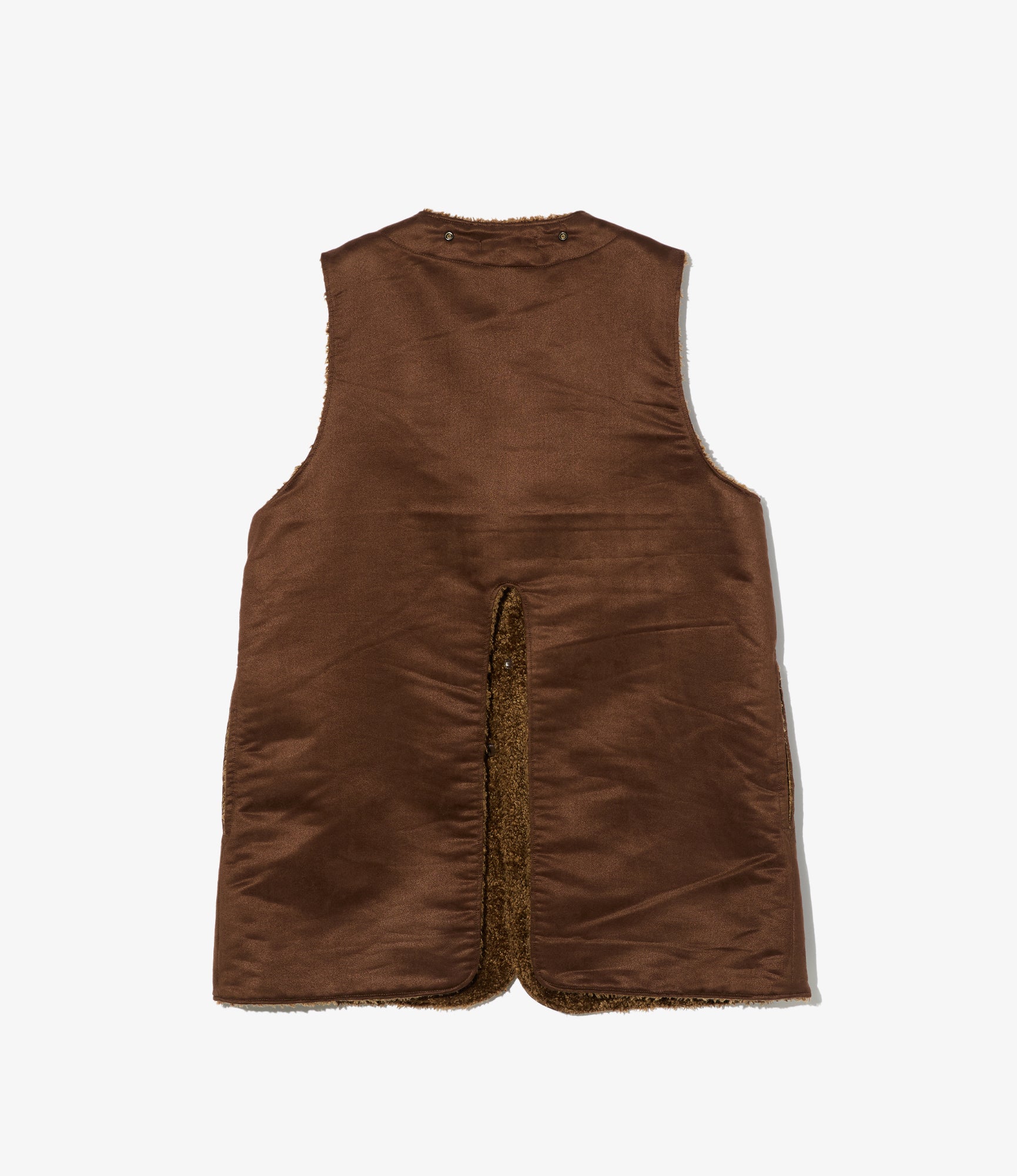 Liner Vest - Brown Polyester Fake Suede