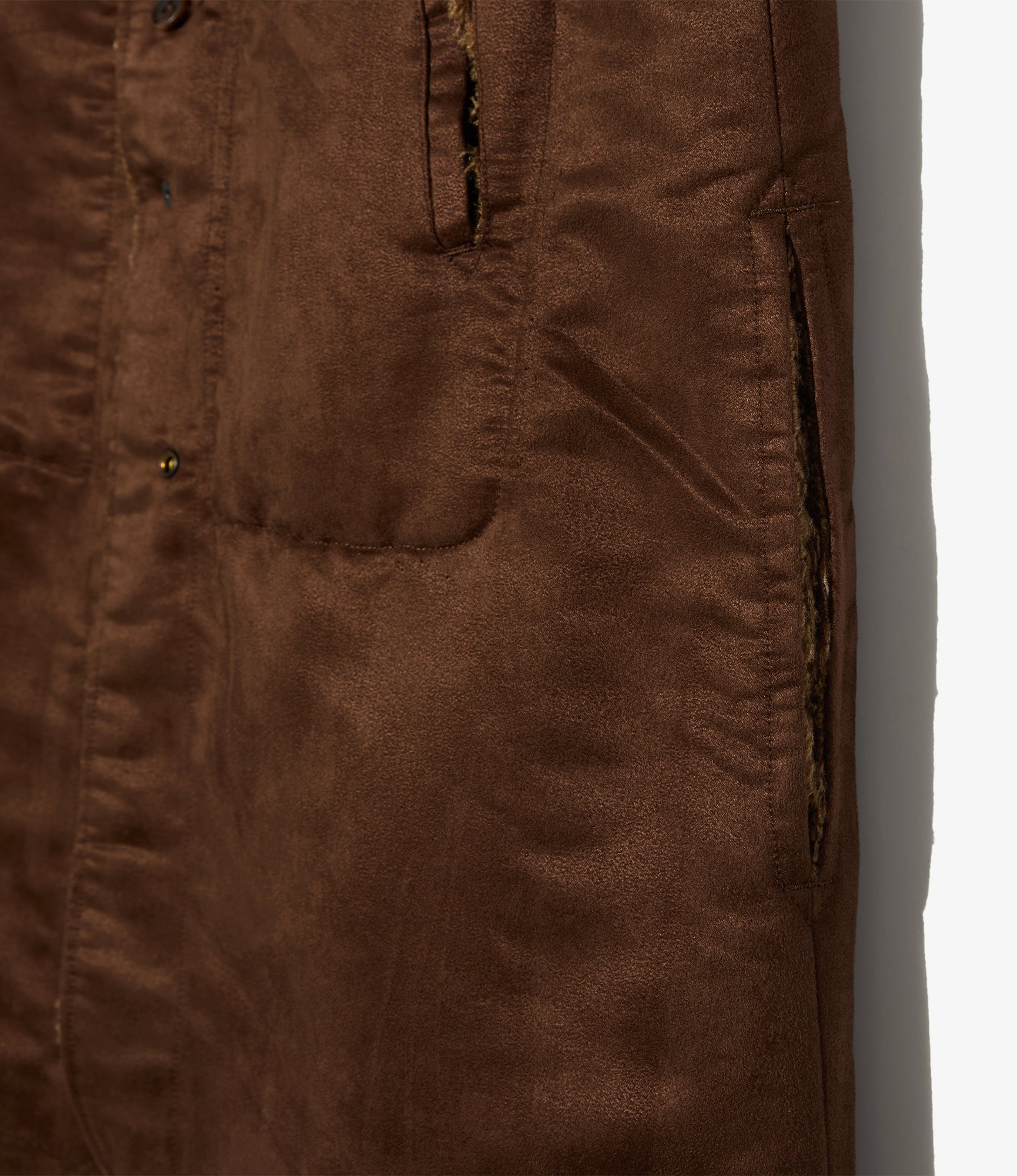 Liner Vest - Brown Polyester Fake Suede