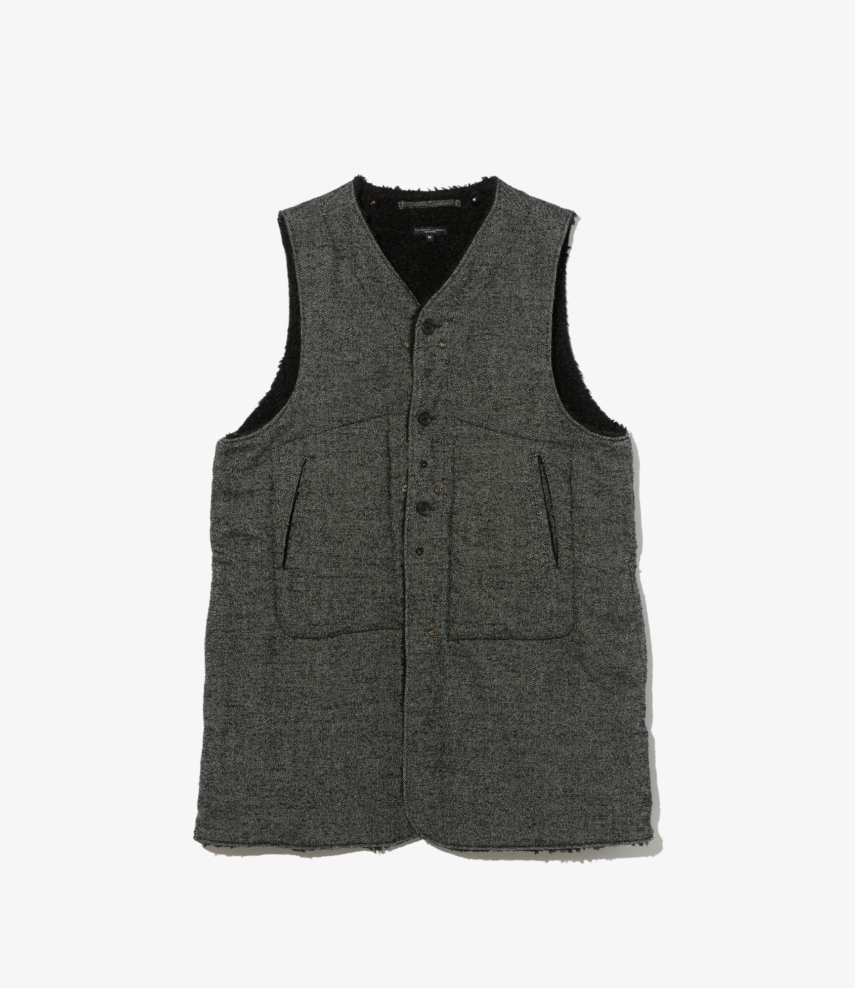 Liner Vest - Charcoal Wool Poly Shaggy Twill