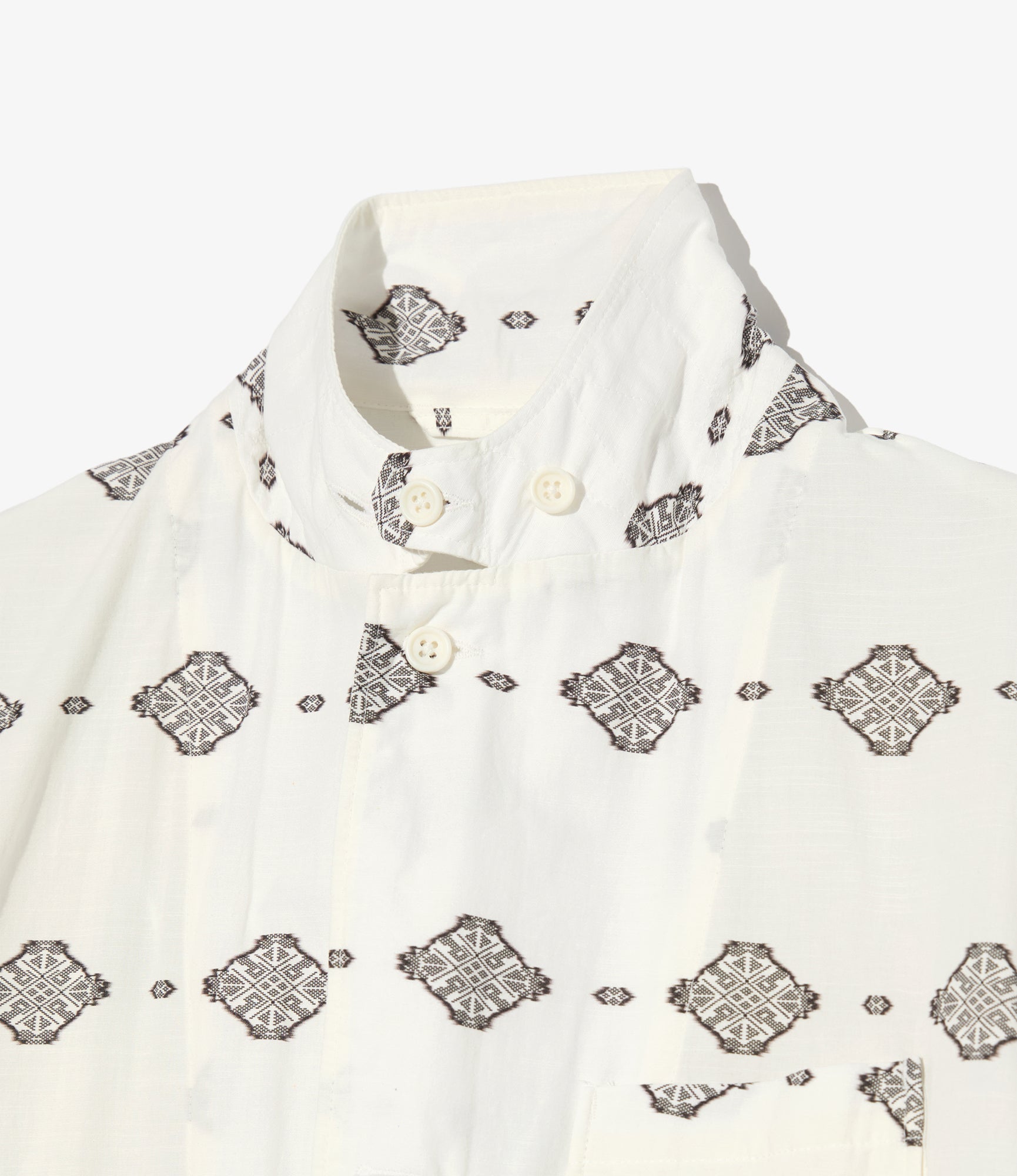 Loiter Jacket - White/Black Cotton Ikat Print