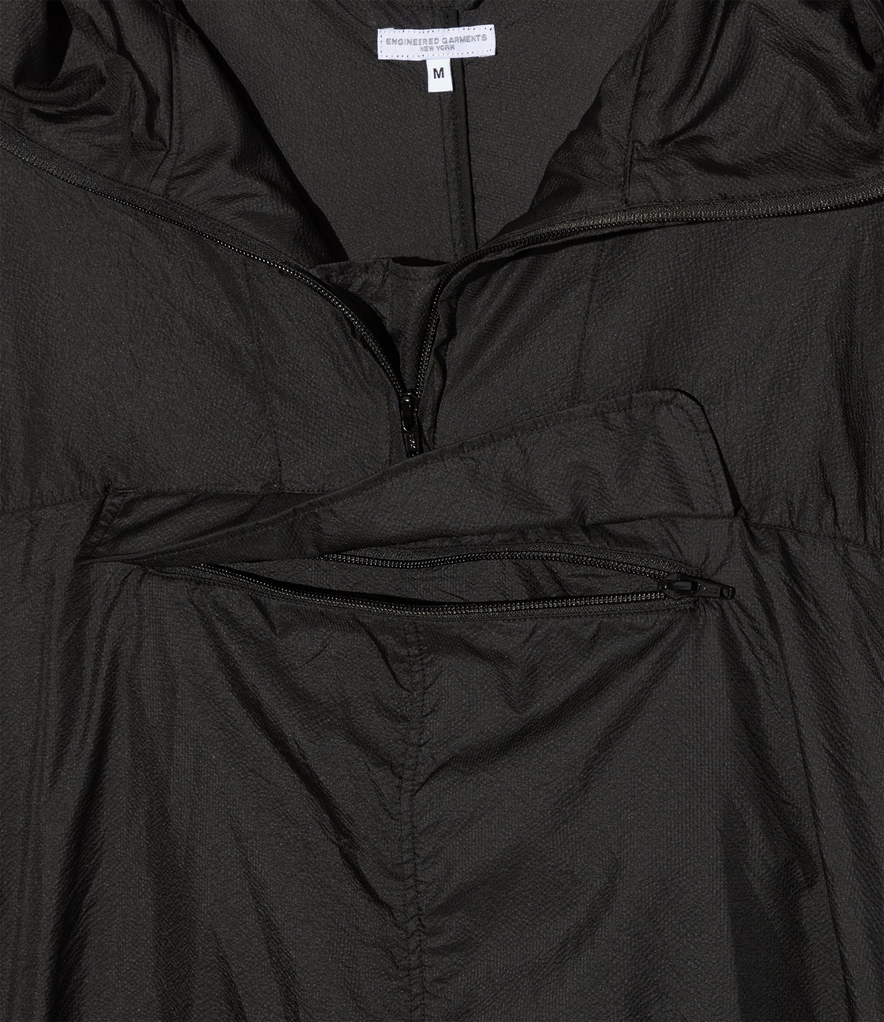 Long Cagoule Parka - Black Nylon Micro Ripstop