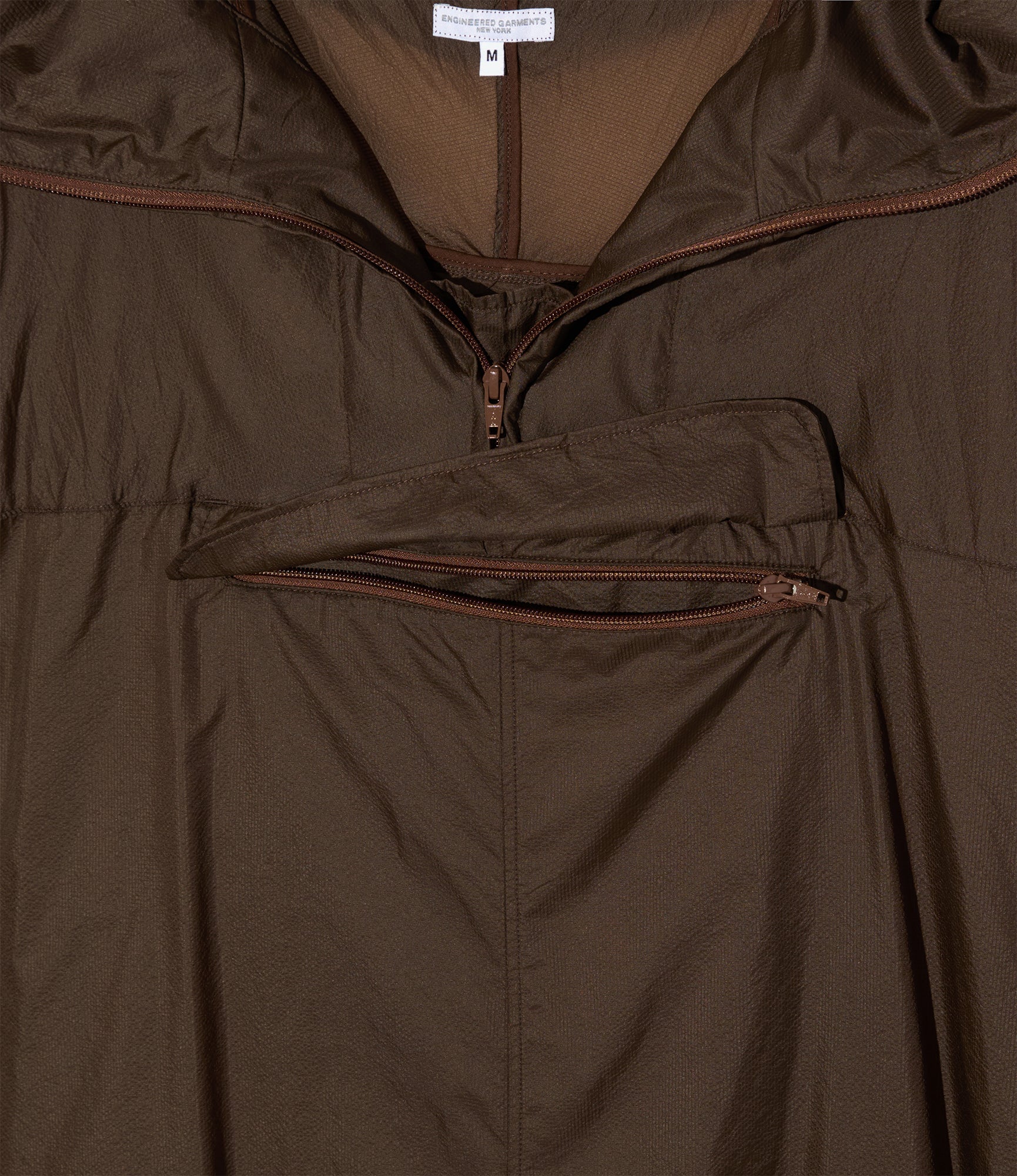 Long Cagoule Parka - Brown Nylon Micro Ripstop