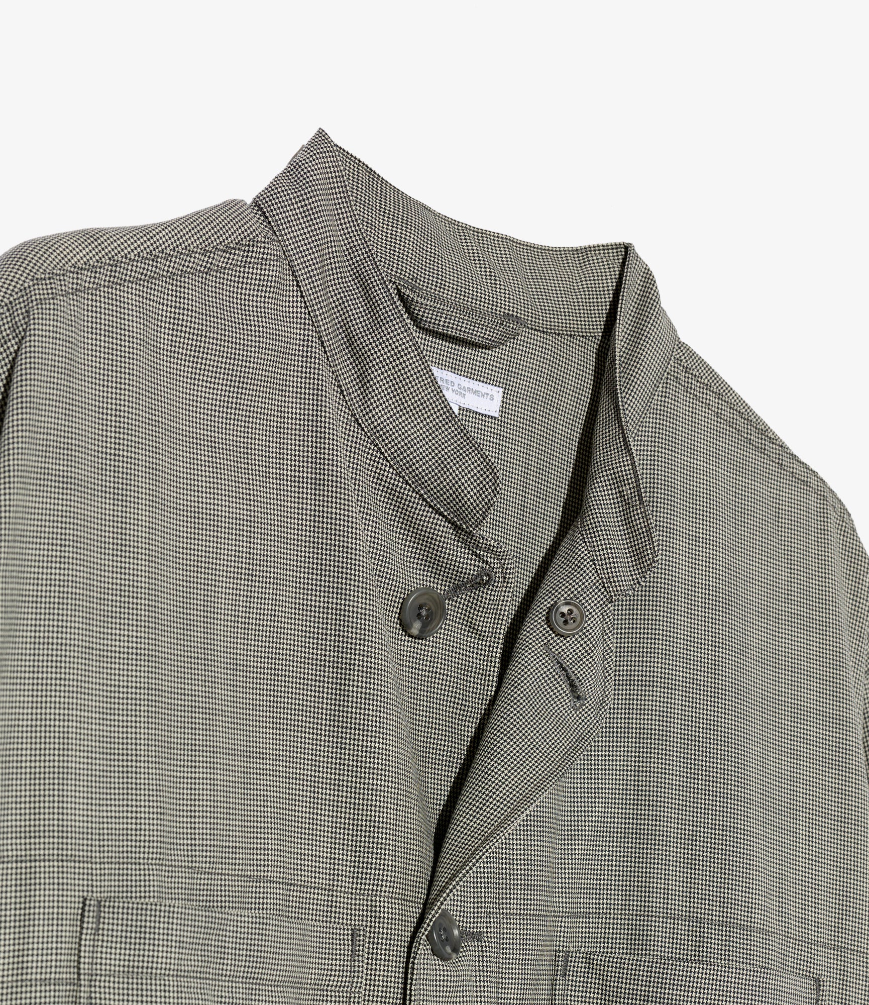 Dayton Long Shirt - Grey Micro Houndstooth Tropical Wool