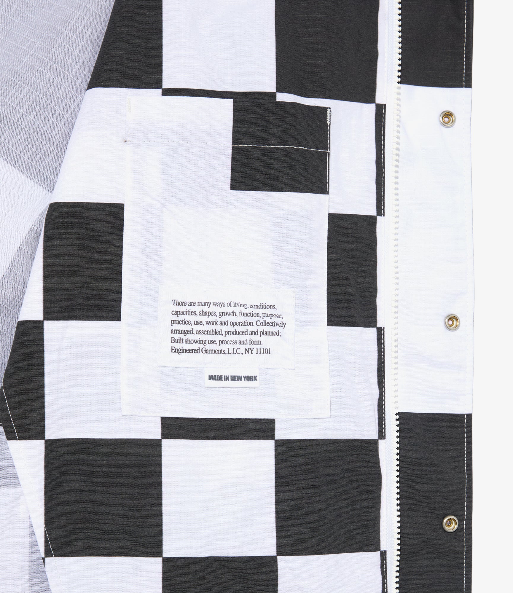 Lt Parka - White/Black Checker Print Cotton Ripstop