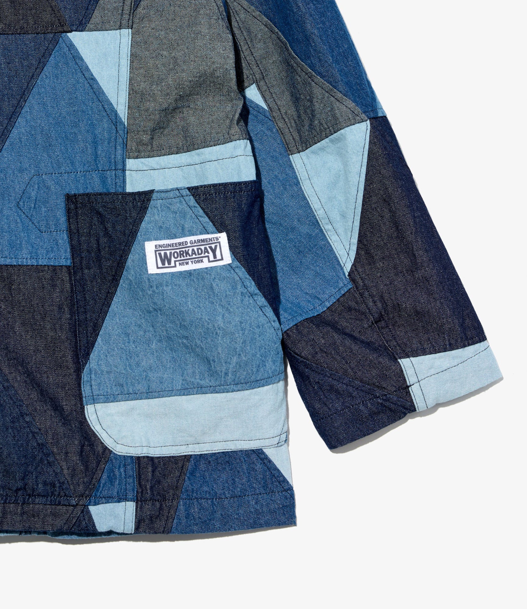 MED Blazer - Indigo Denim Triangle Patchwork