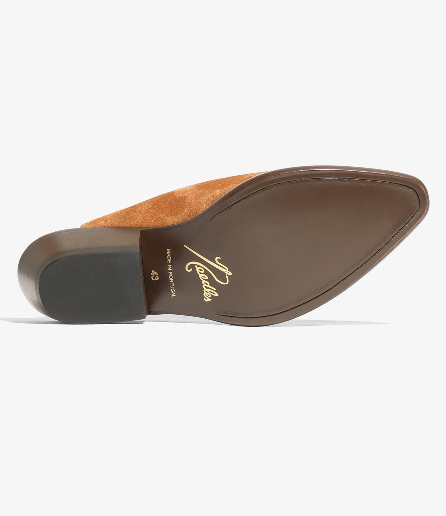 Heeled Papillon Stitched Mule - Brown Suede