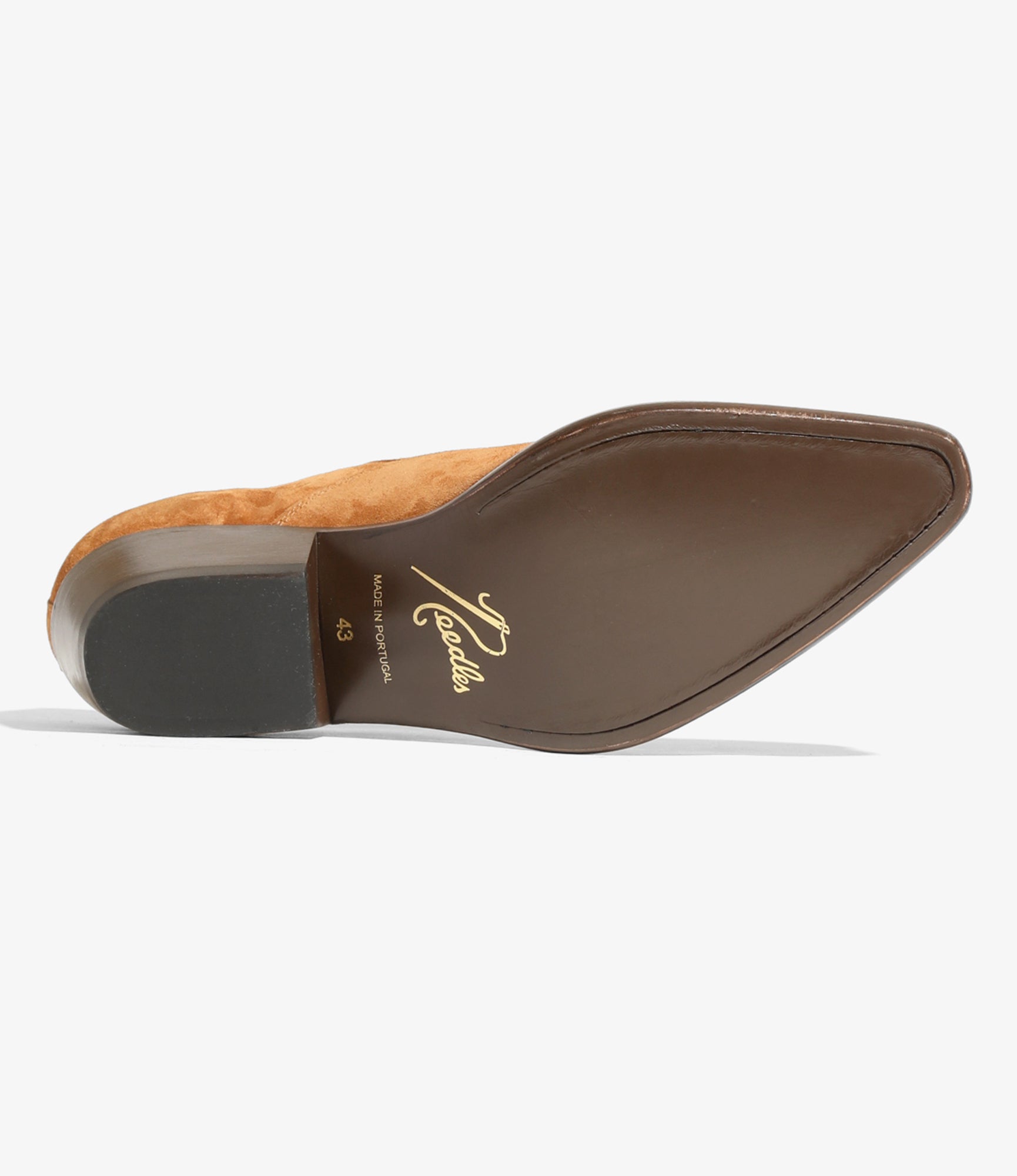 Heeled Papillon Stitched Cowboy Shoe - Brown Suede