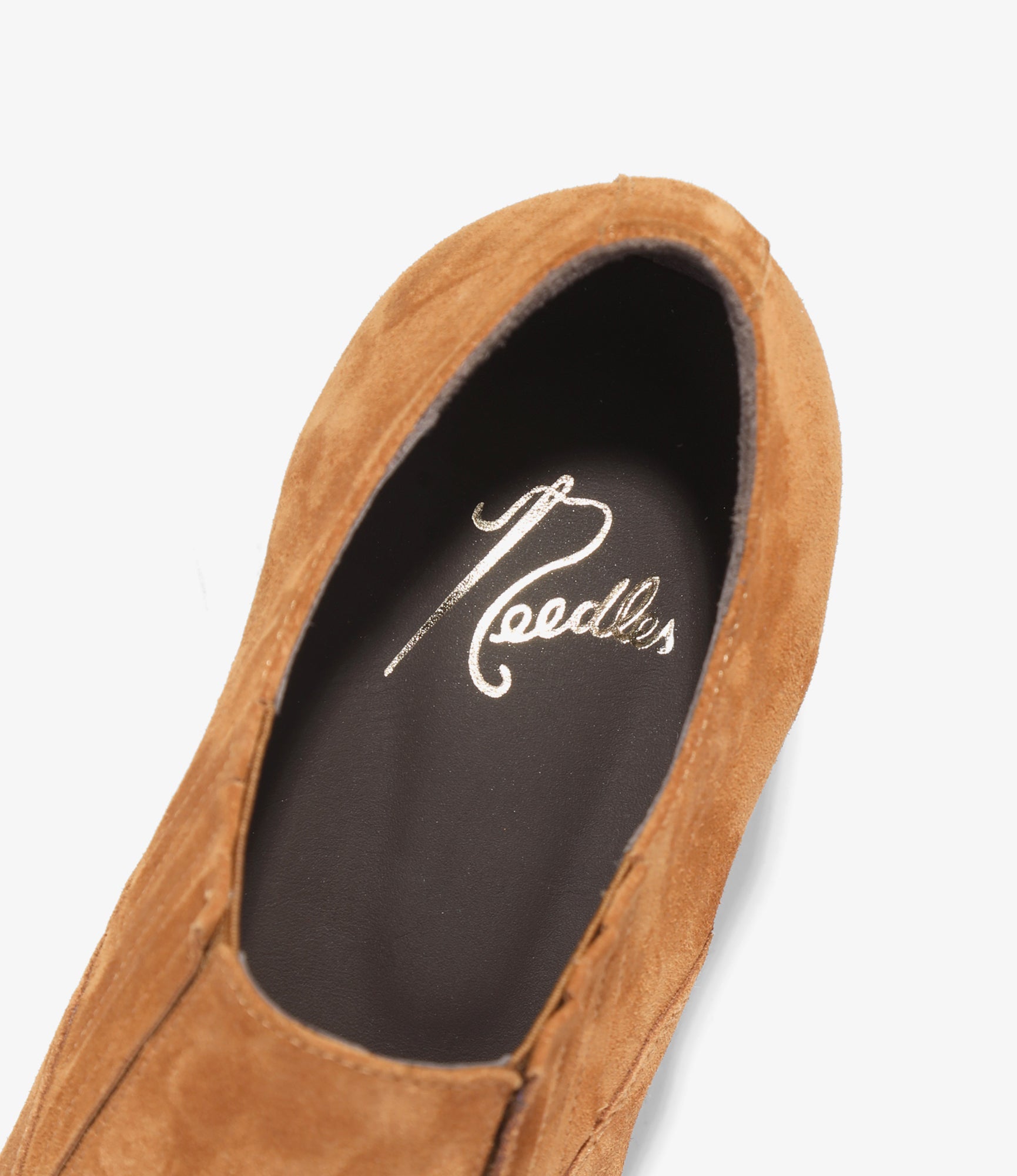 Heeled Papillon Stitched Cowboy Shoe - Brown Suede