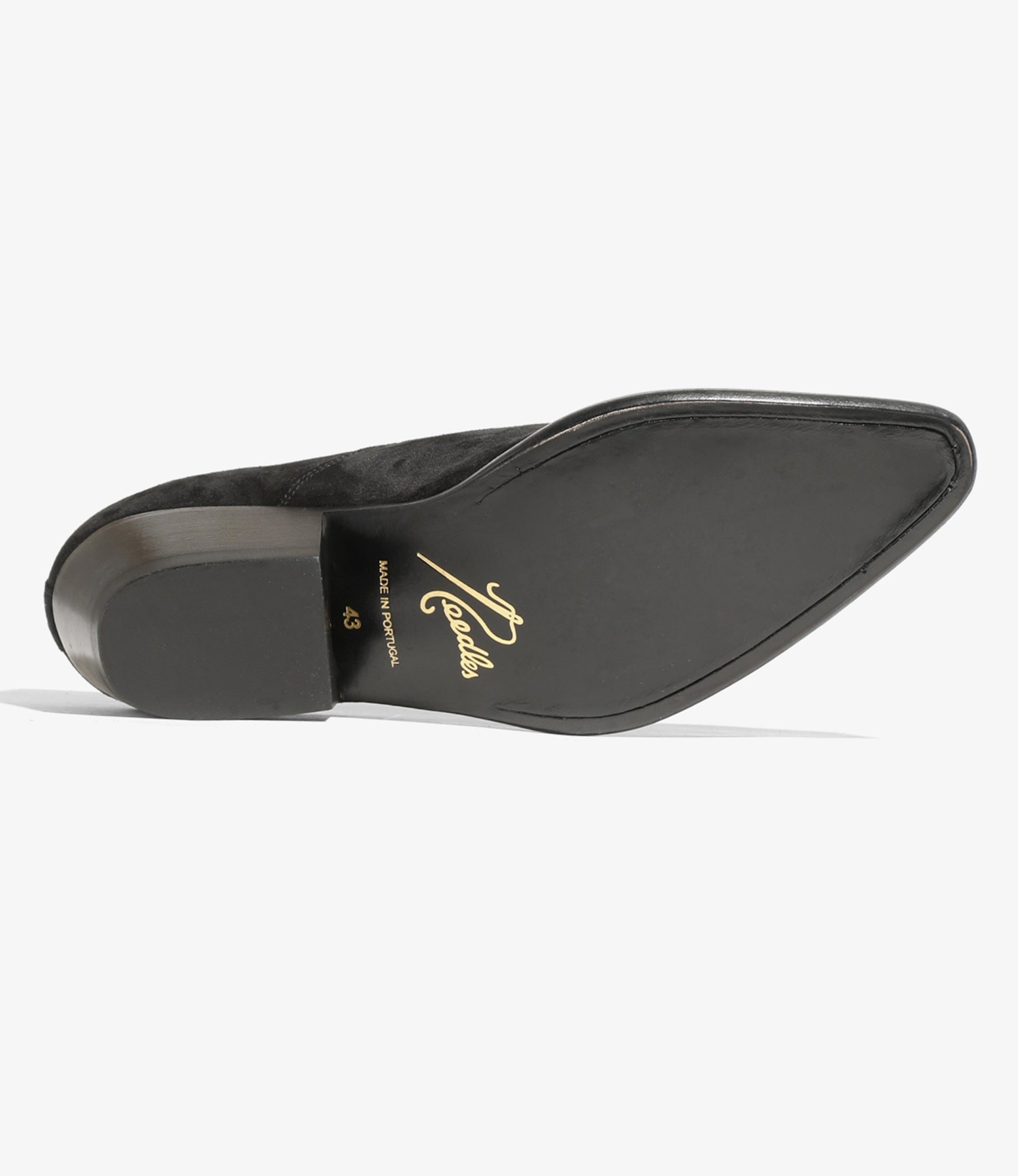 Heeled Papillon Stitched Cowboy Shoe - Black Suede