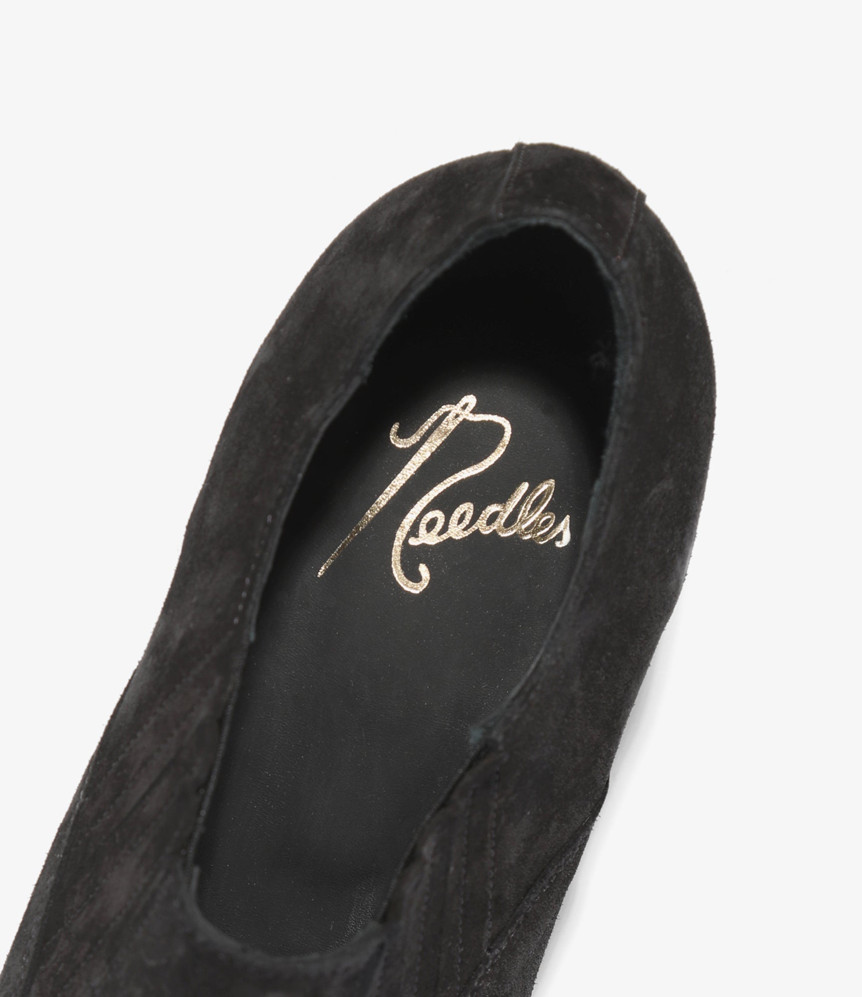 Heeled Papillon Stitched Cowboy Shoe - Black Suede