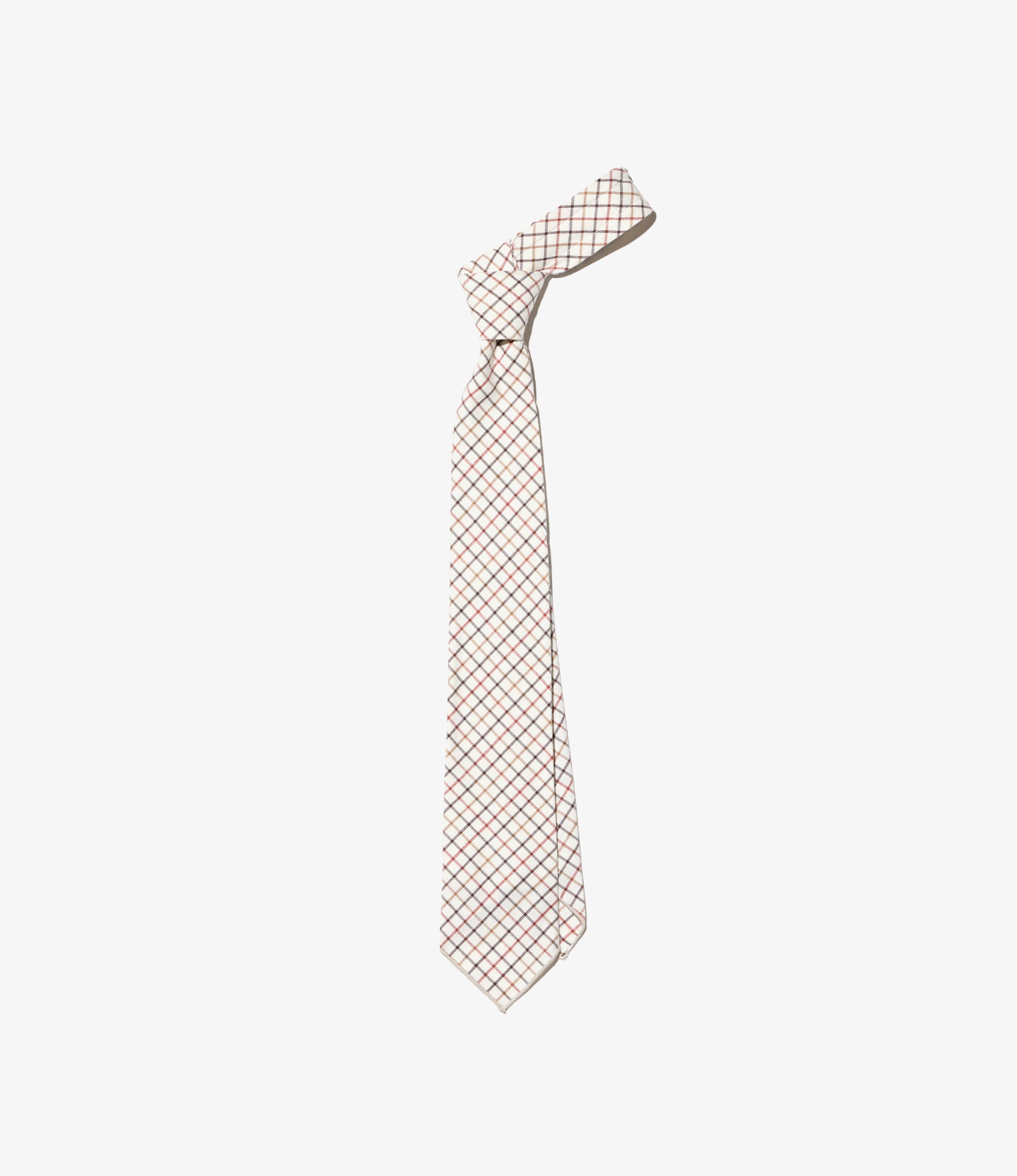 Neck Tie - Ivory Brushed Cotton Tattersall