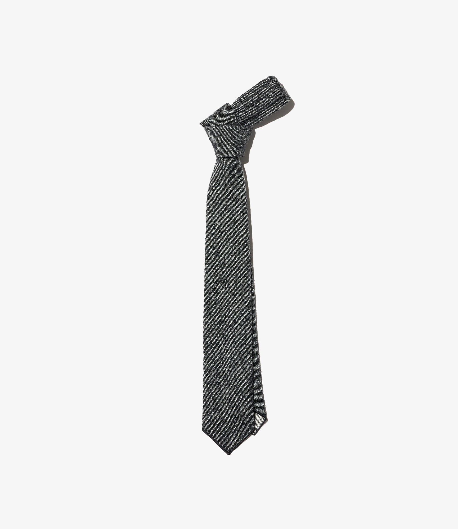 Neck Tie - Charcoal Wool Poly Shaggy Twill