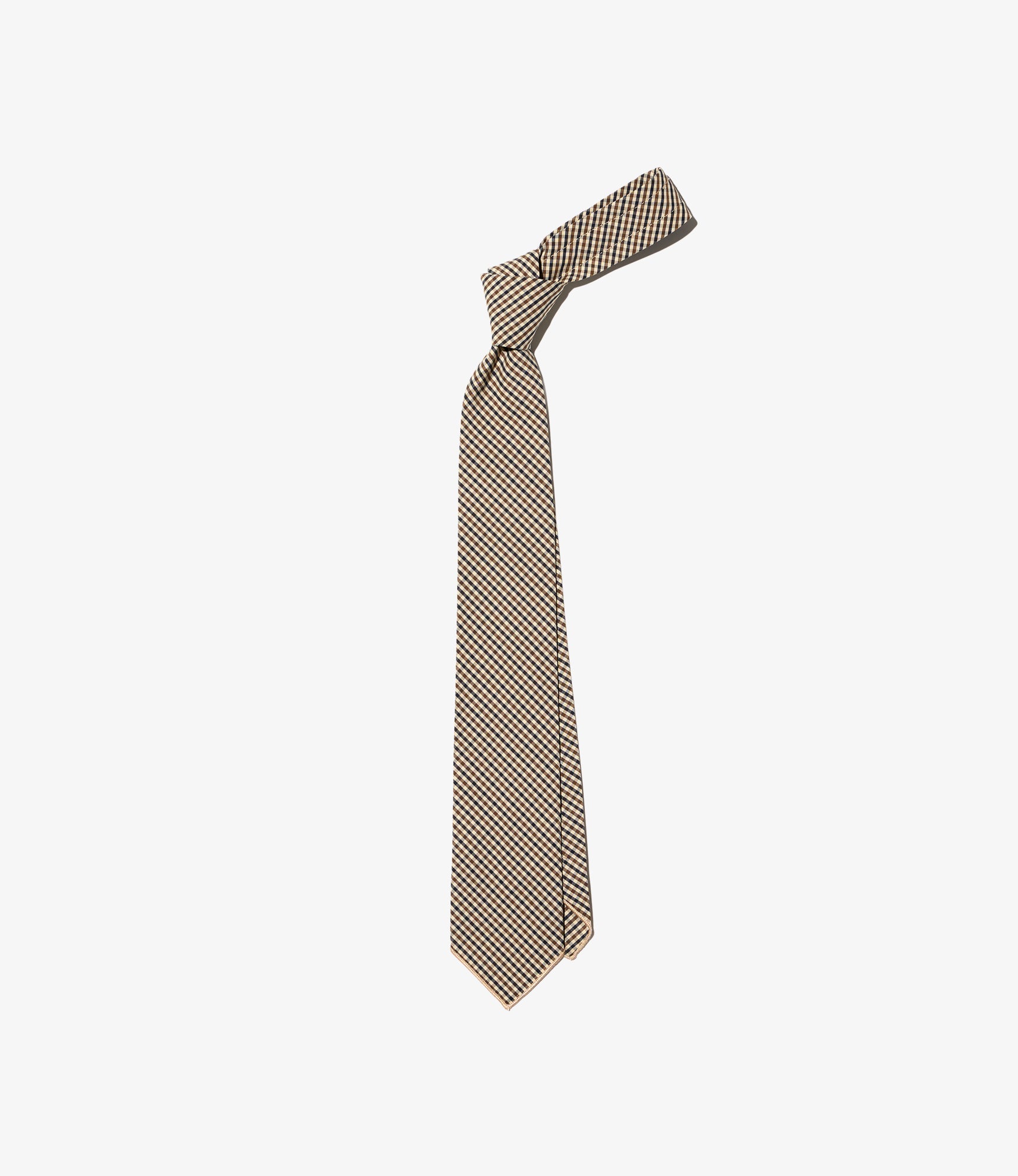 Neck Tie - Brown/Black Cotton Small Check