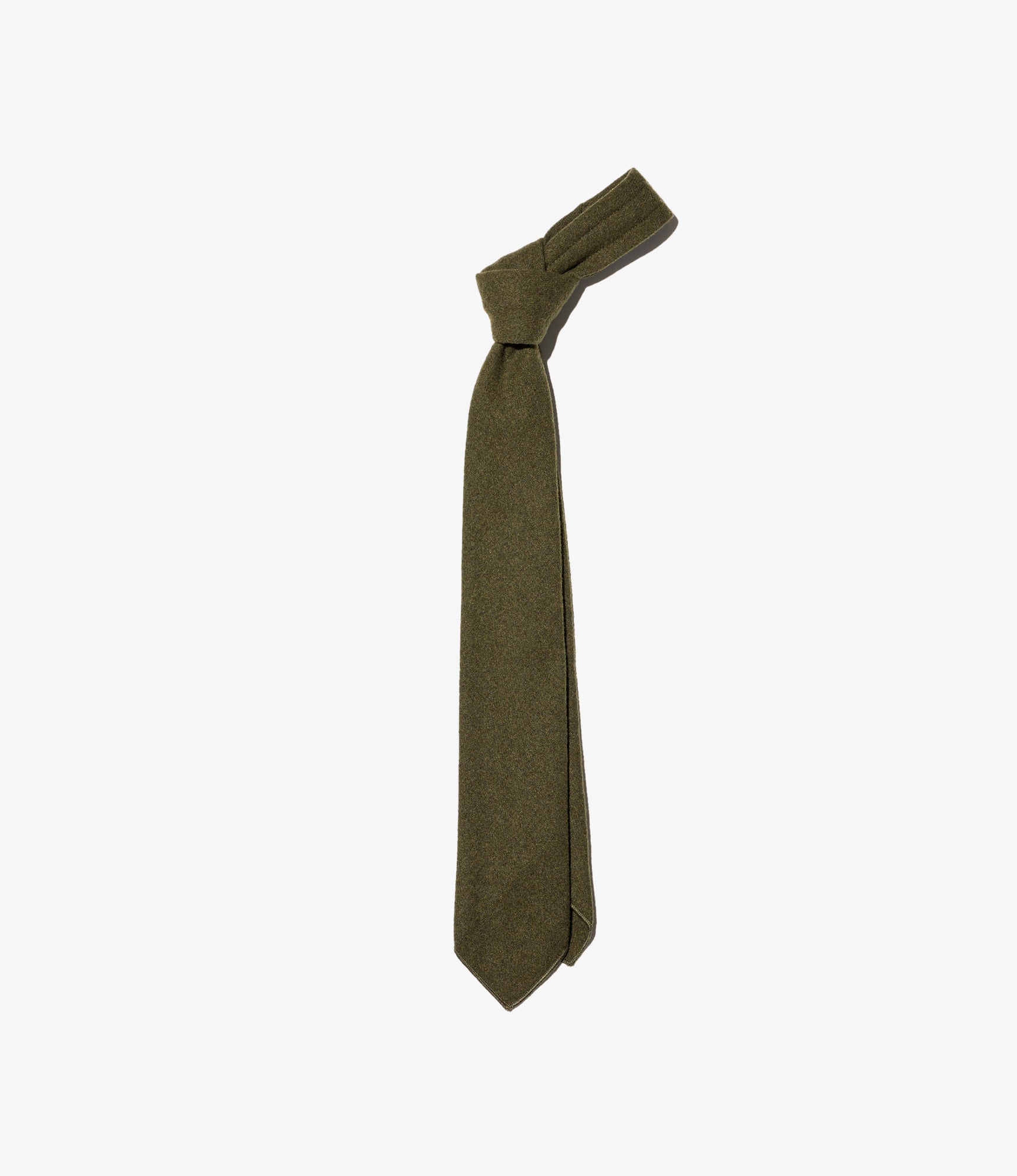 Neck Tie - Olive Poly Wool Heavy Flannel