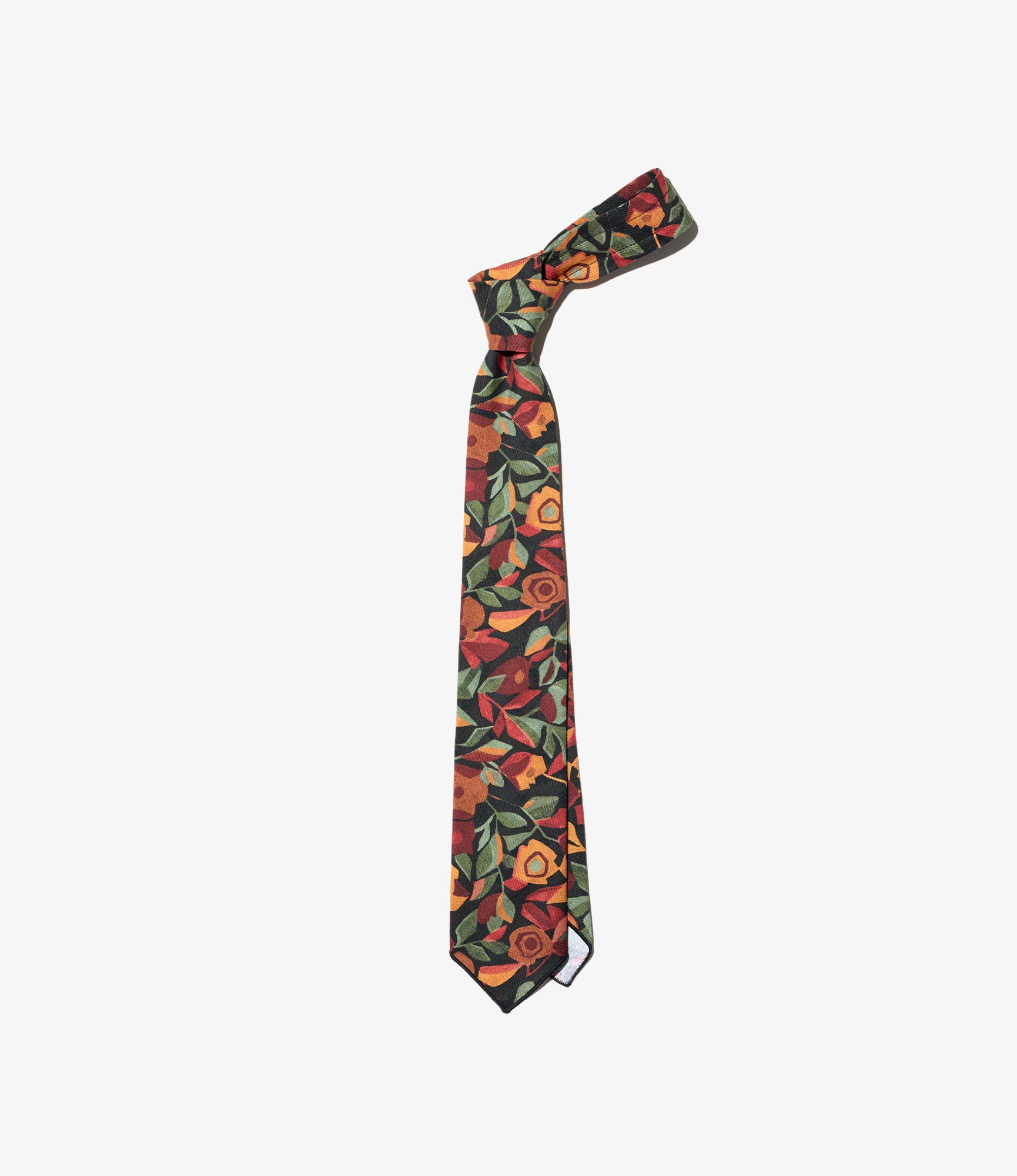 Neck Tie - Orange/Black Cotton Rose Print