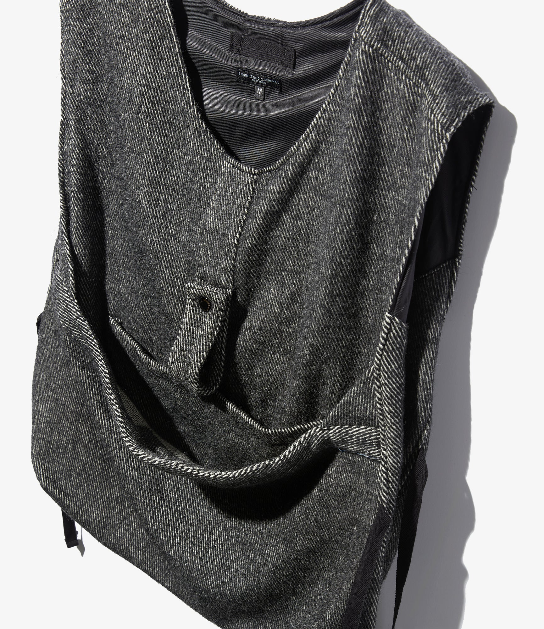 Newsboy Vest - Black Wool Shaggy Twill