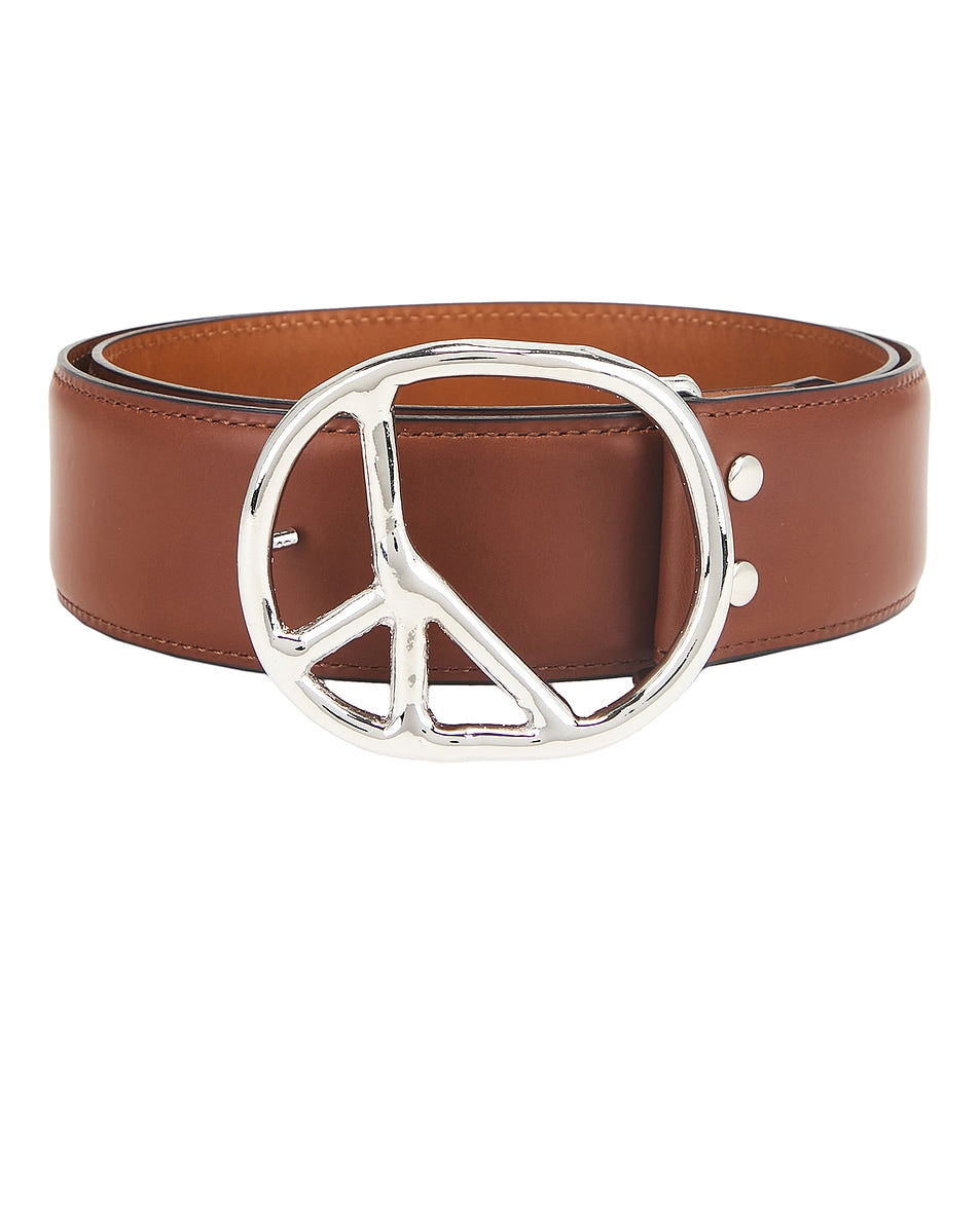 Peace Buckle Belt - Brown - Steer Lthr