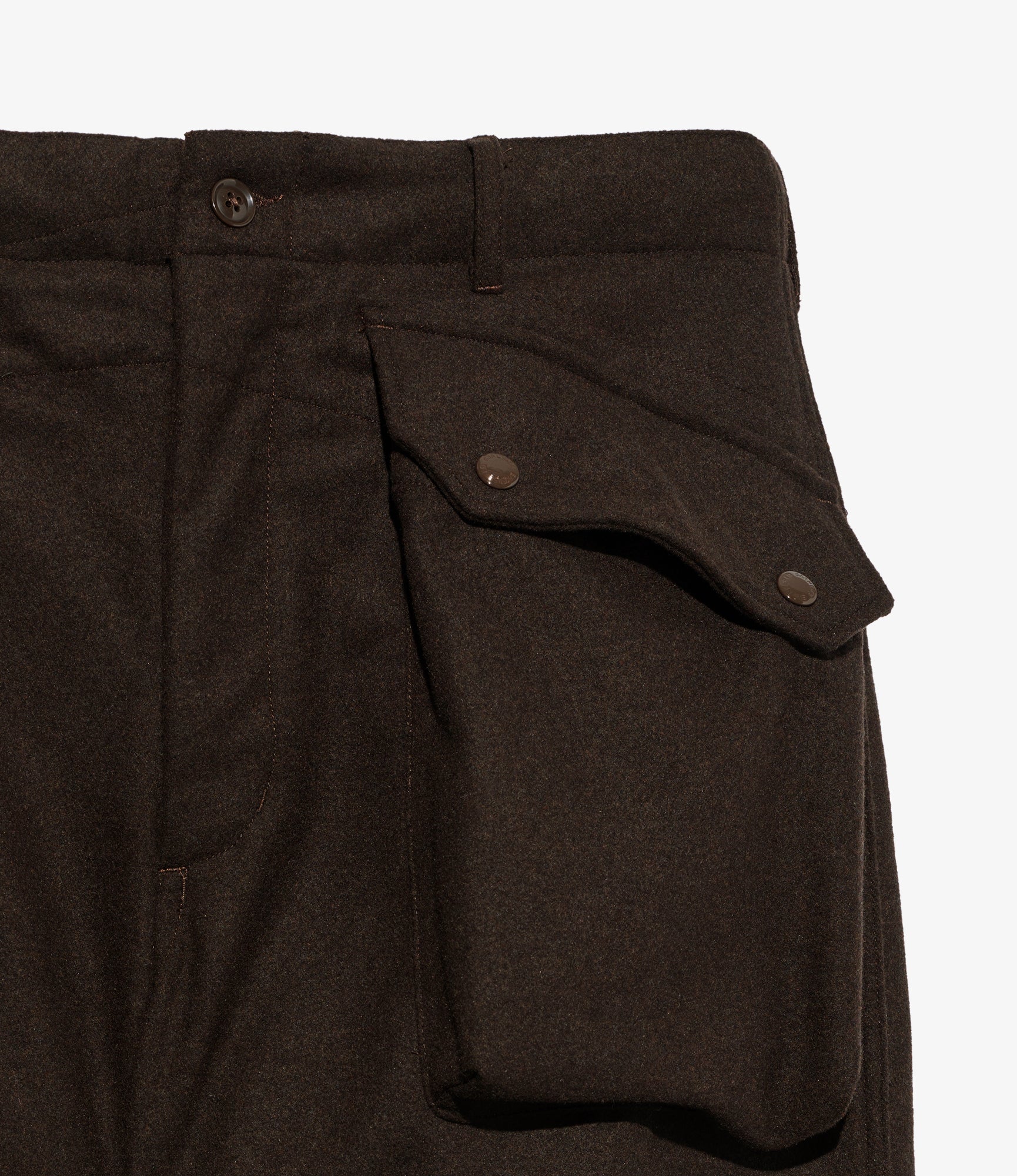 Norwegian Army Pant - Dk. Brown Poly Wool Heavy Flannel