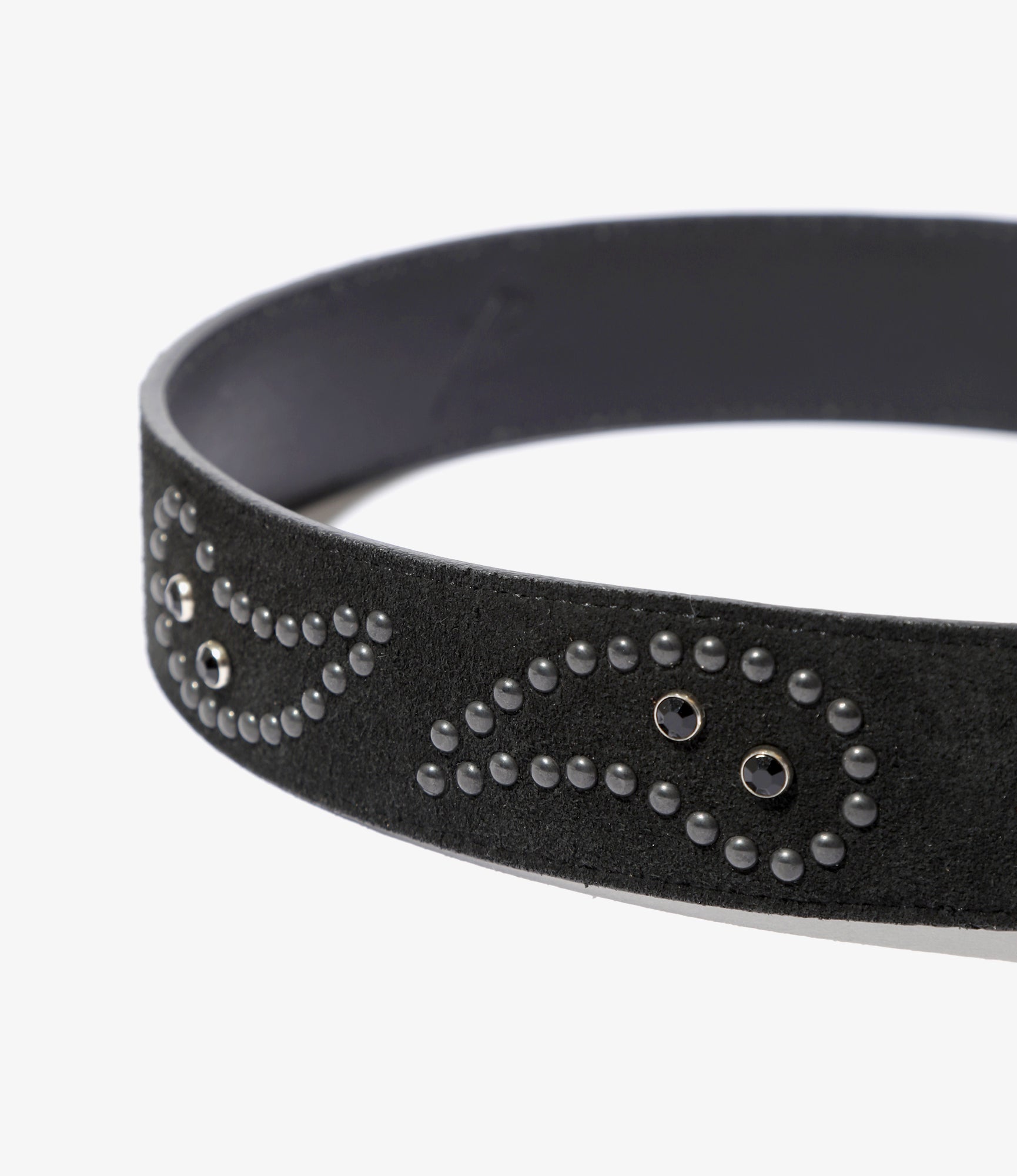 Paisley Studs Belt - Black - Suede Leather