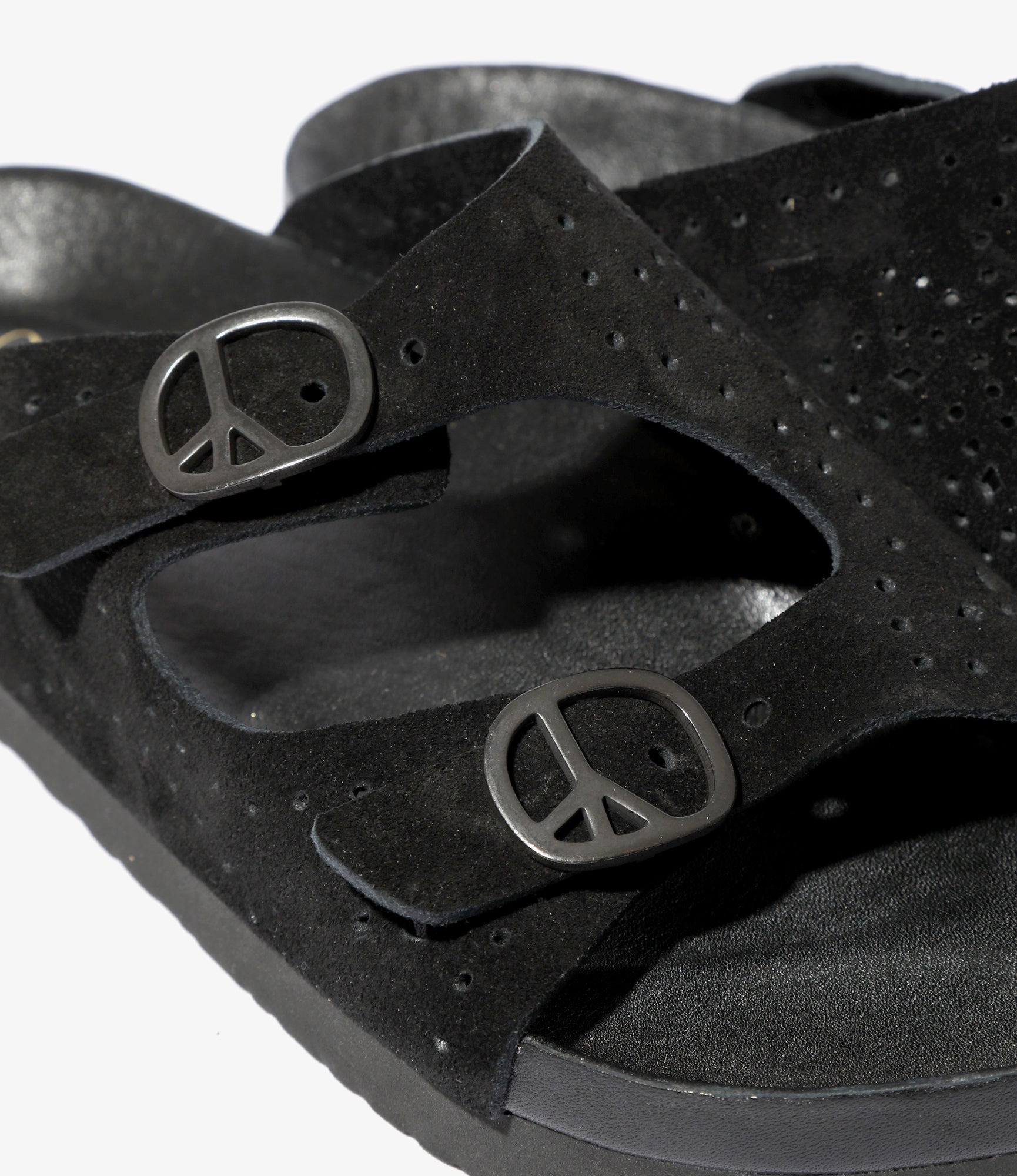 Double Strap Sandal - Black - Suede Leather