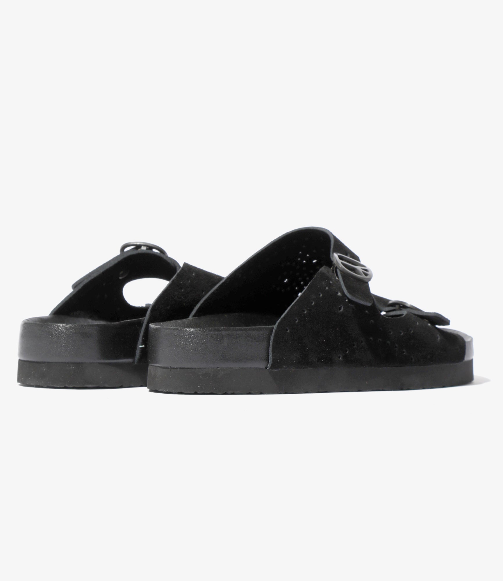 Double Strap Sandal - Black - Suede Leather