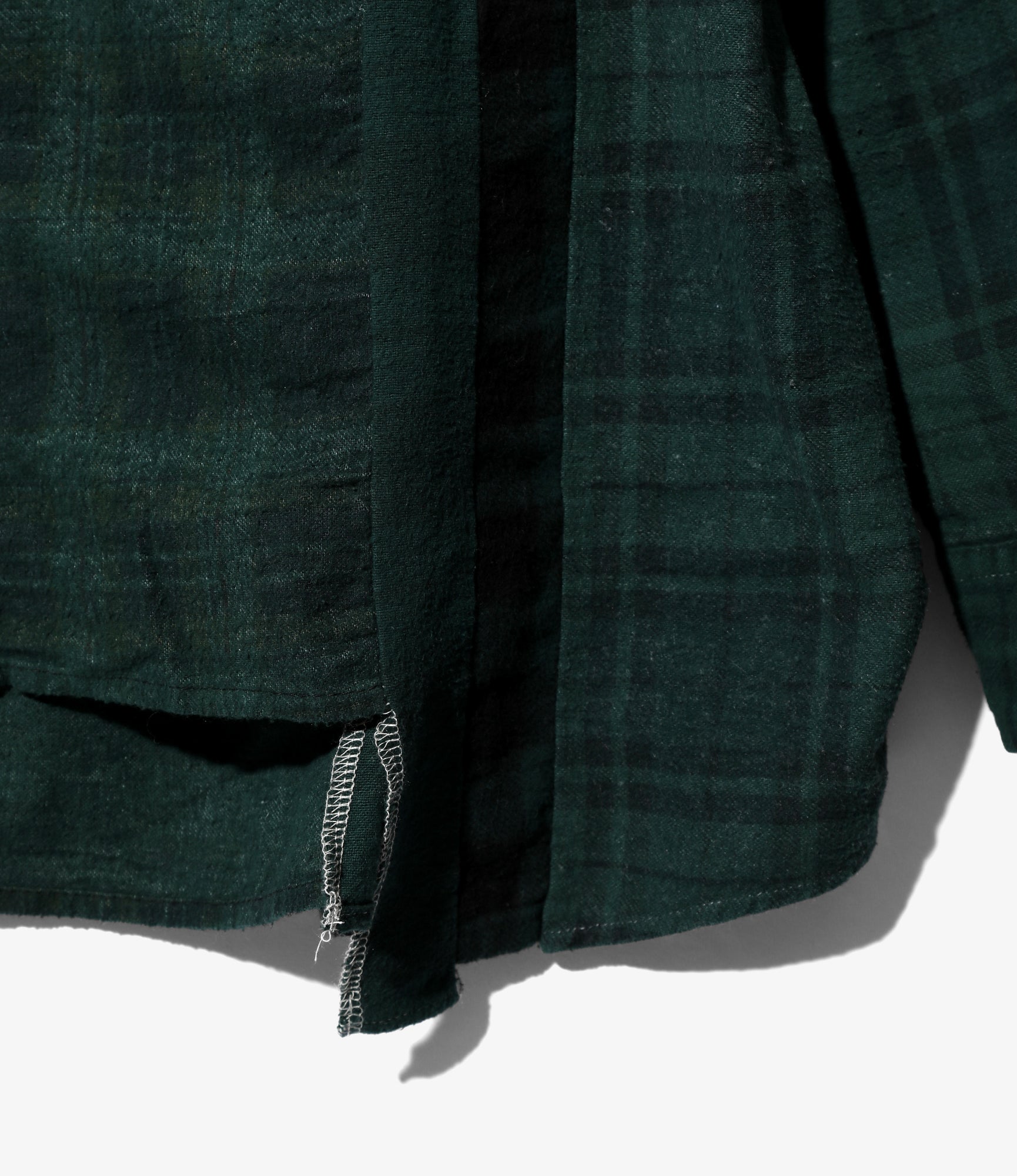Flannel Shirt -> 7 Cuts Wide Shirt / Over Dye - Dk. Green